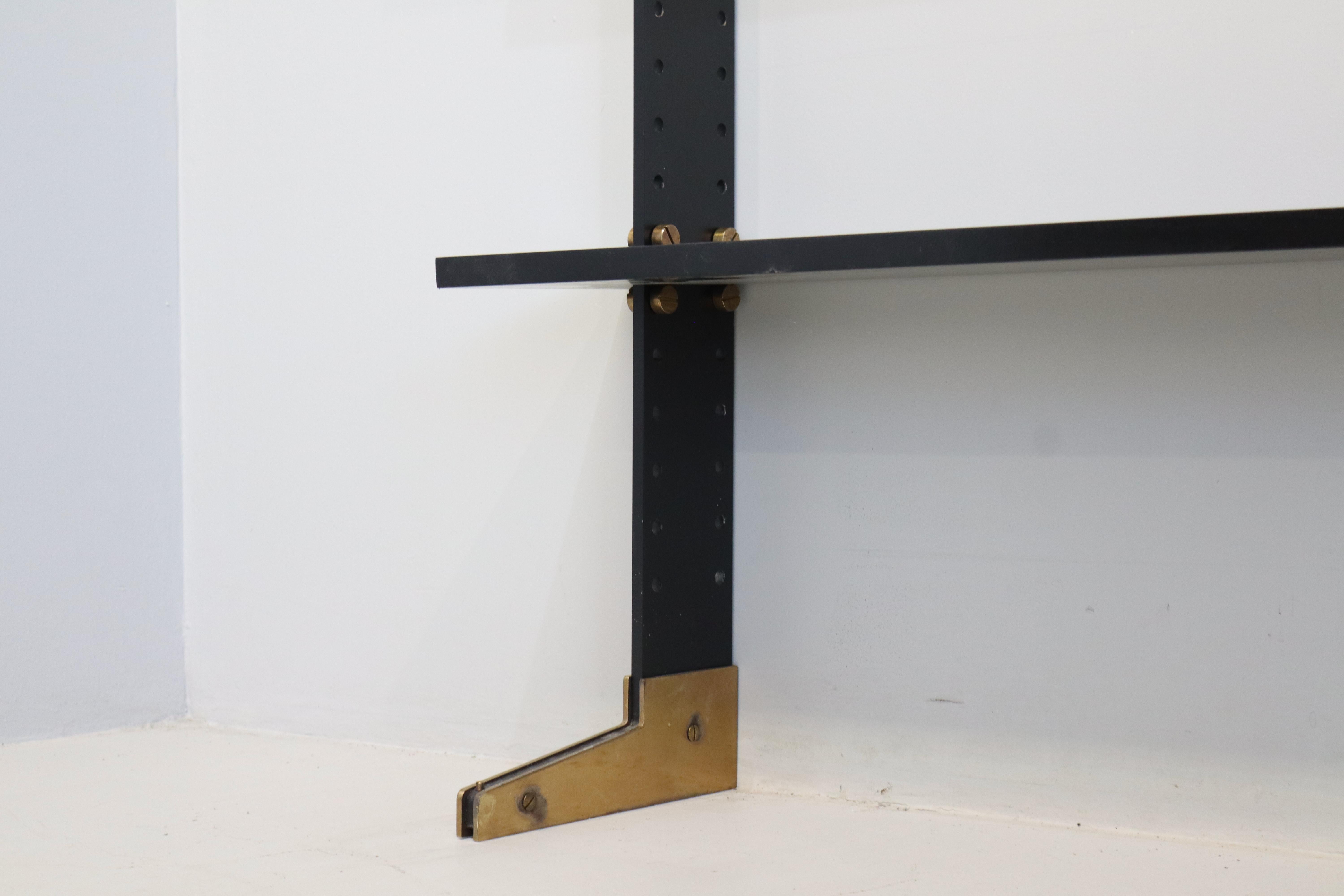 Mid-Century moderno Azucena Ignazio Gardella Custodia per libri LB2 Ottone legno ebanizzato in vendita