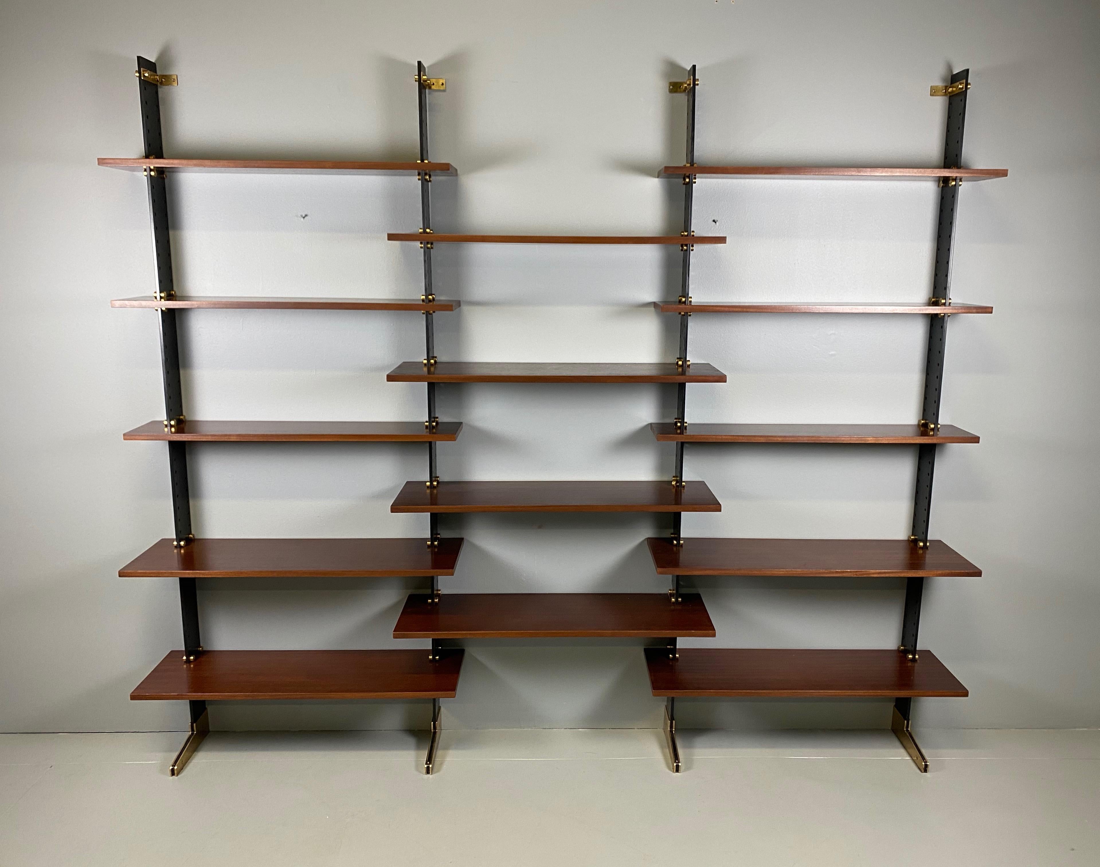 Mid-Century Modern Azucena Ignazio Gardella Book Case LB2 Brass Mahogany