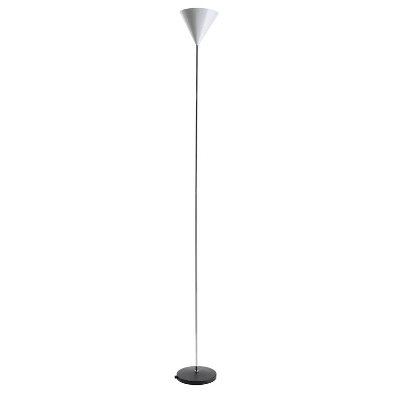 For Sale: Gray (0600C - Chromed finish) Azucena Imbuto Floor Lamp in White Cone by Luigi Caccia Dominioni