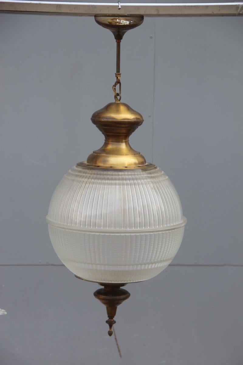 Mid-20th Century Ceiling Chandelier 1960 Ball Brass Gold Part Italian Design Azucena Style For Sale