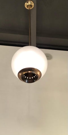 Azucena Luigi Caccia Dominioni Chandelier Brass Glass, 1950, Italy