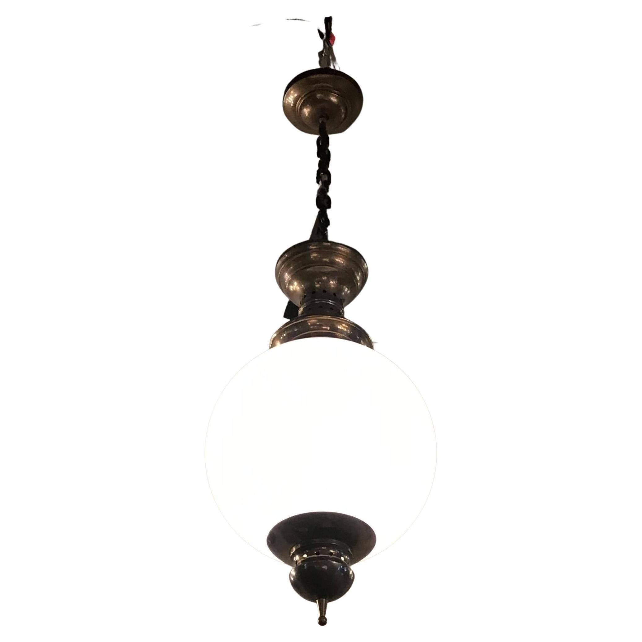 Azucena Luigi Caccia Dominioni Lampadario Ottone Vetro Opalino 1955 Italia in vendita