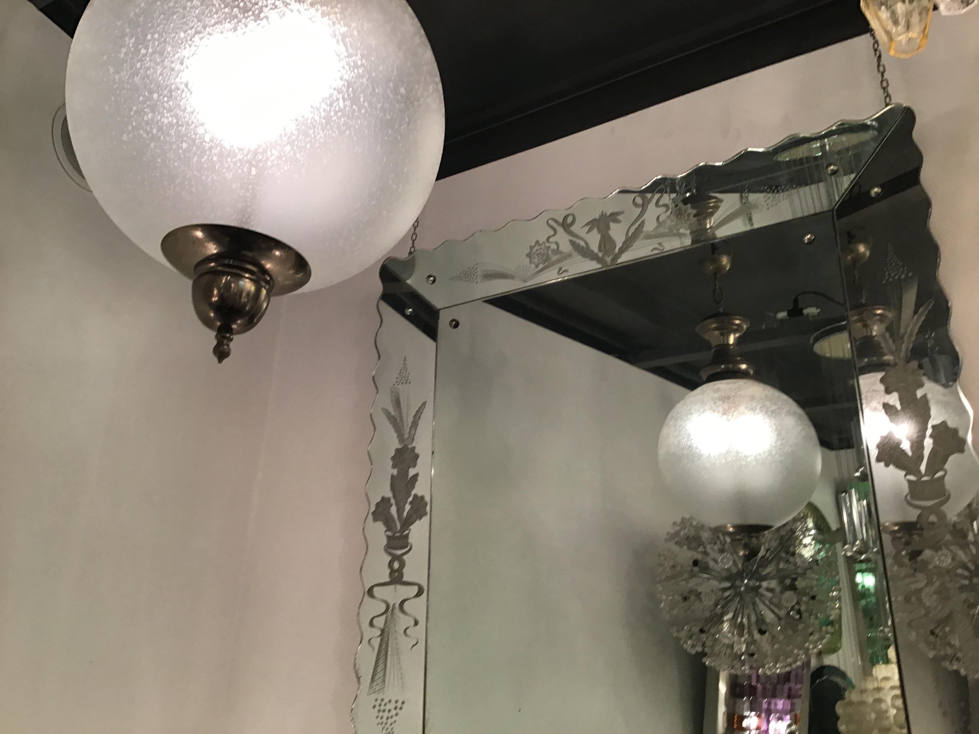 Vetro Azucena Luigi Caccia Dominioni Lampadario in vetro e metallo brunito 1950 Italia in vendita