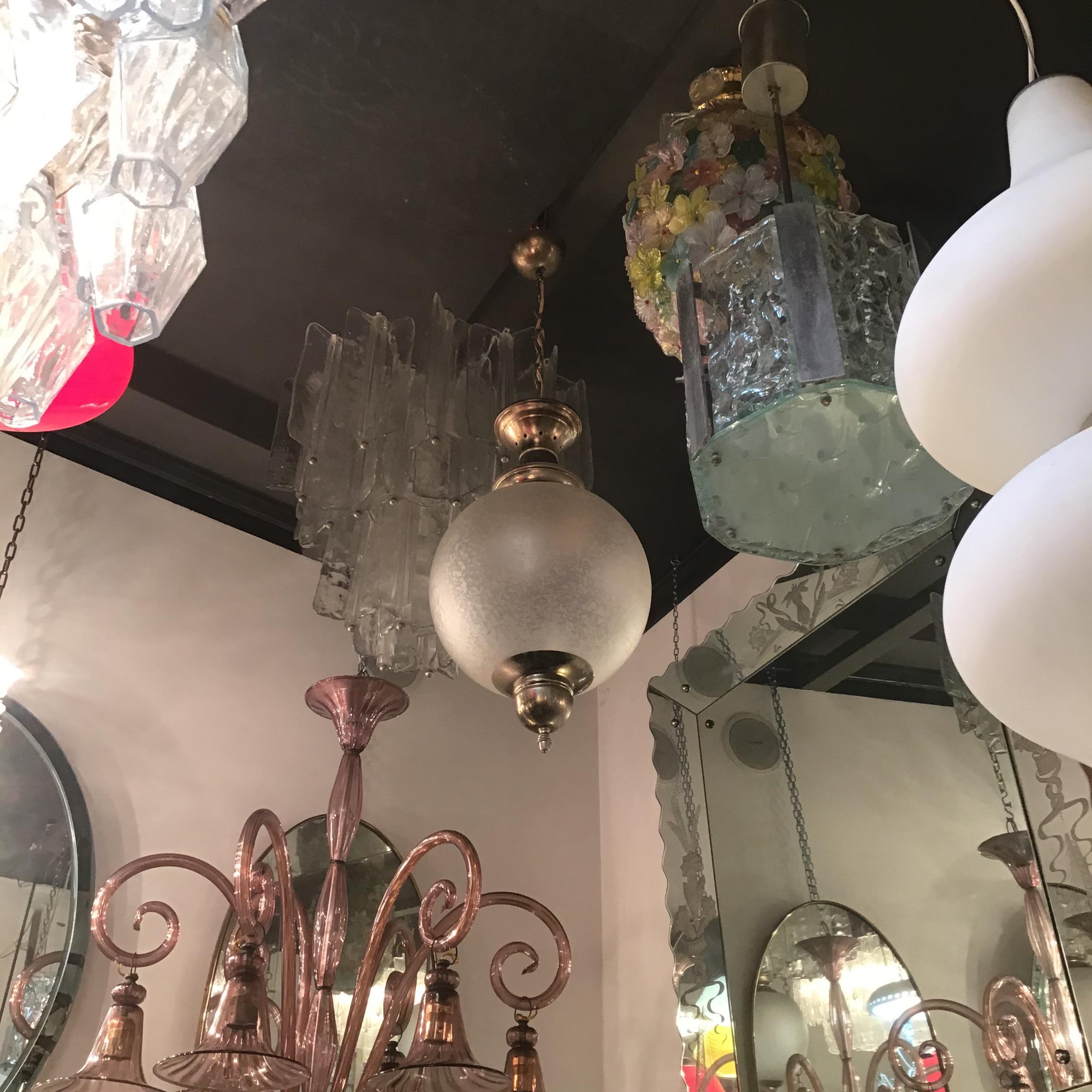 Azucena Luigi Caccia Dominioni Couple Chandeliers Acidate Glass Metal Crome 1950s For Sale 6