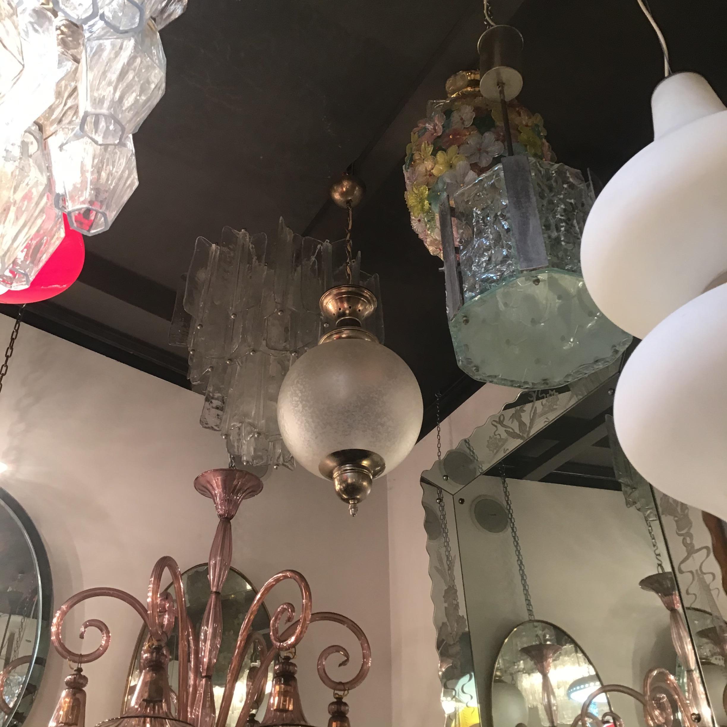 Azucena Luigi Caccia Dominioni Couple Chandeliers Acidate Glass Metal Crome 1950s For Sale 7
