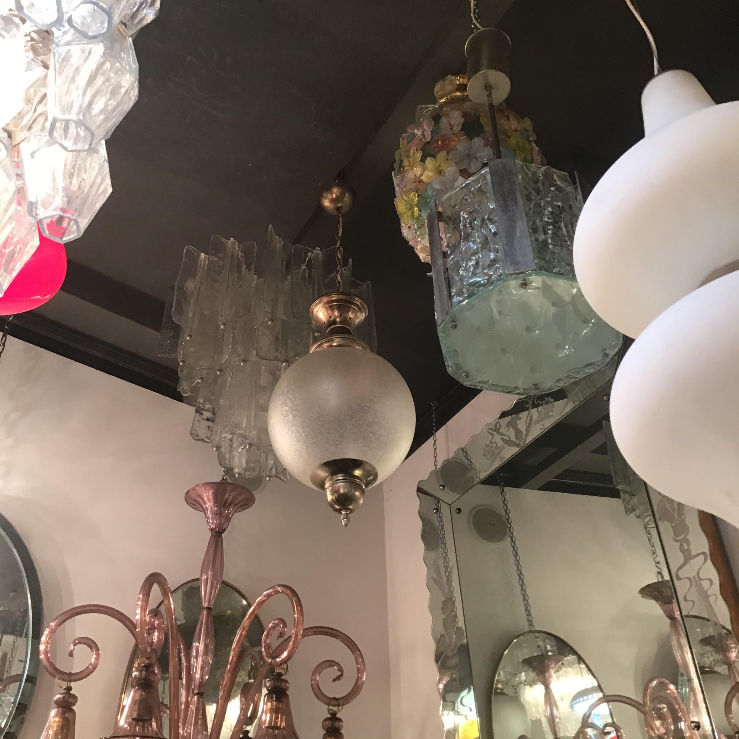 Azucena Luigi Caccia Dominioni Couple Chandeliers Acidate Glass Metal Crome 1950s For Sale 8