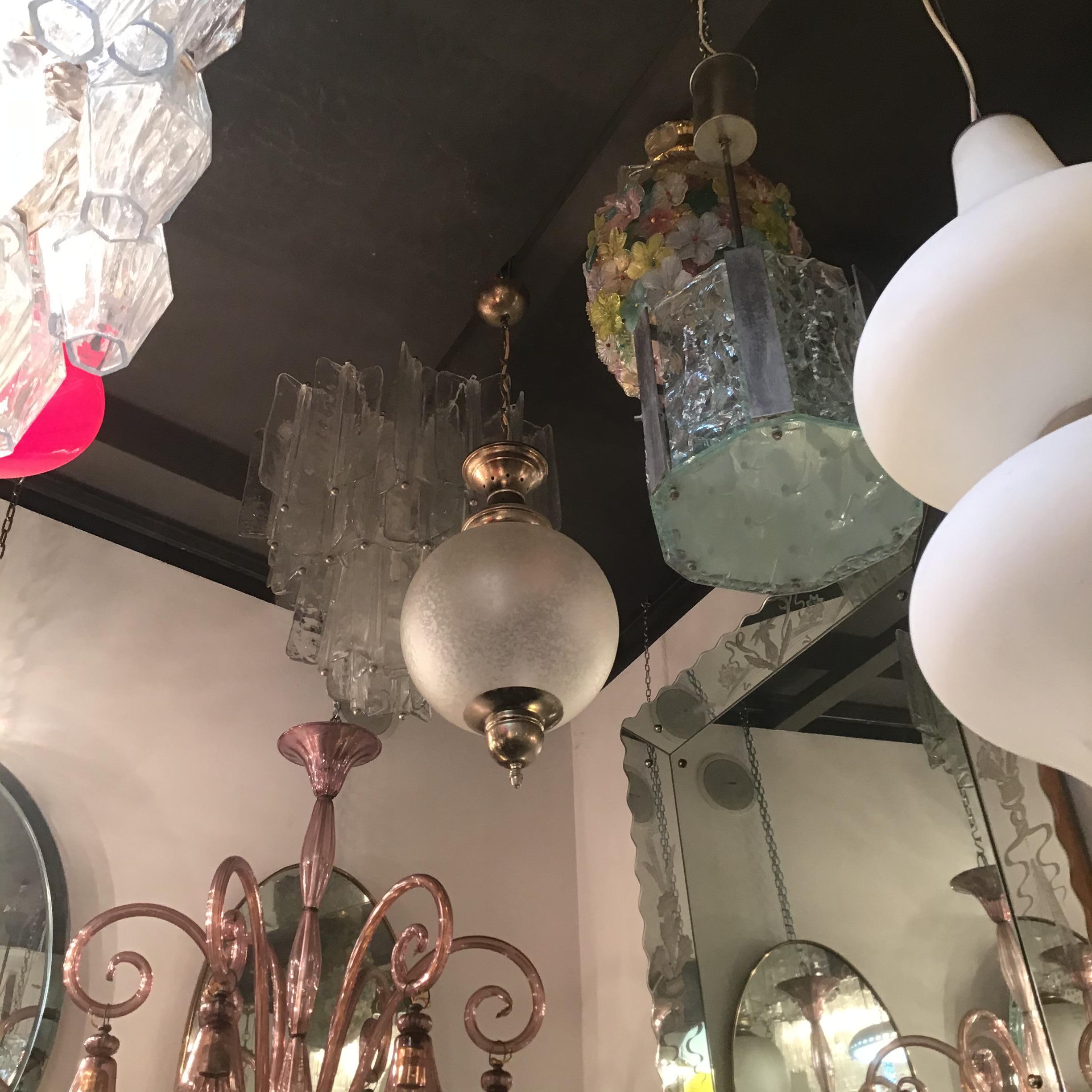 Azucena Luigi Caccia Dominioni Couple Chandeliers Acidate Glass Metal Crome 1950s For Sale 9