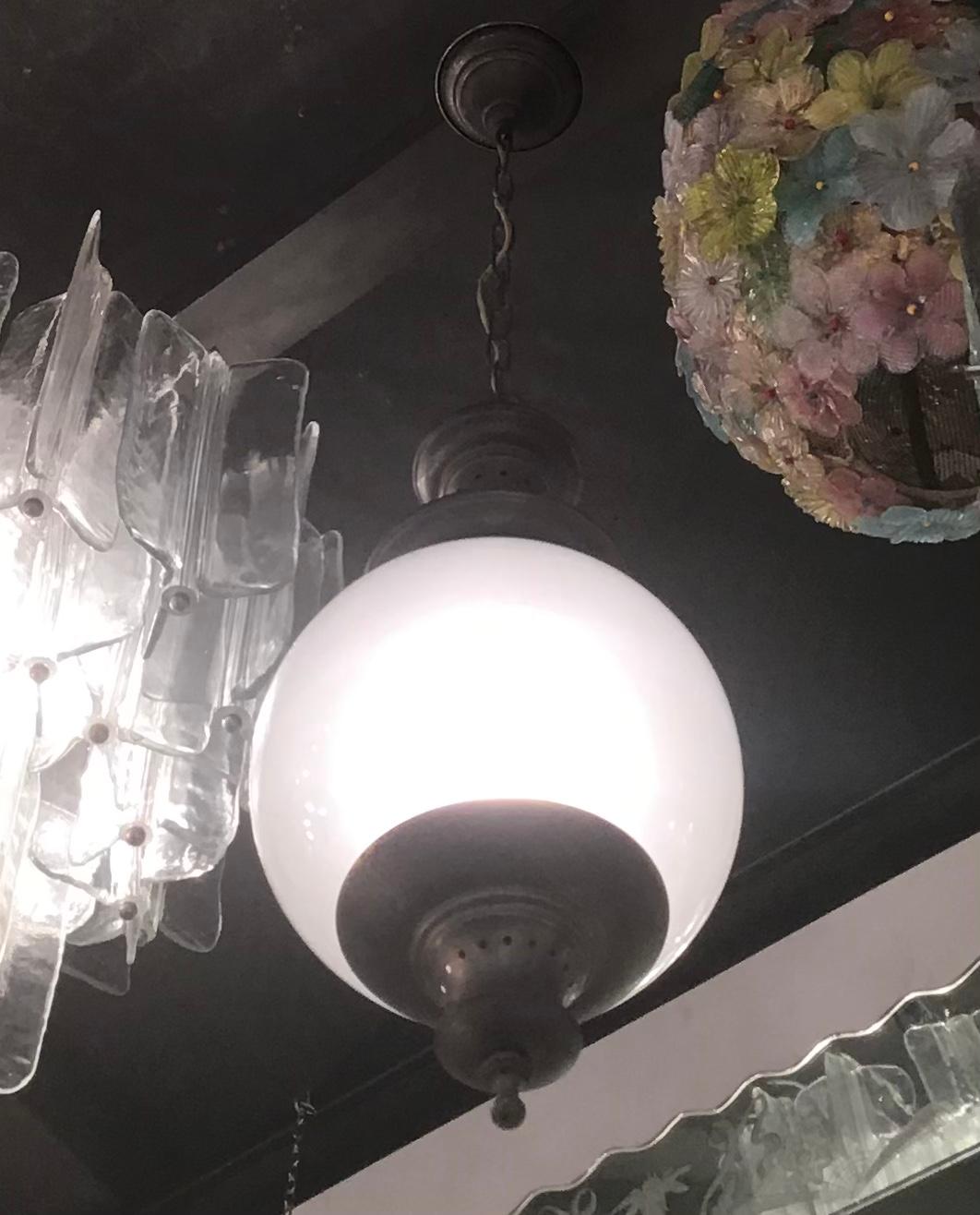 Mid-20th Century Azucena Luigi Caccia Dominioni Couple Chandeliers Acidate Glass Metal Crome 1950s For Sale