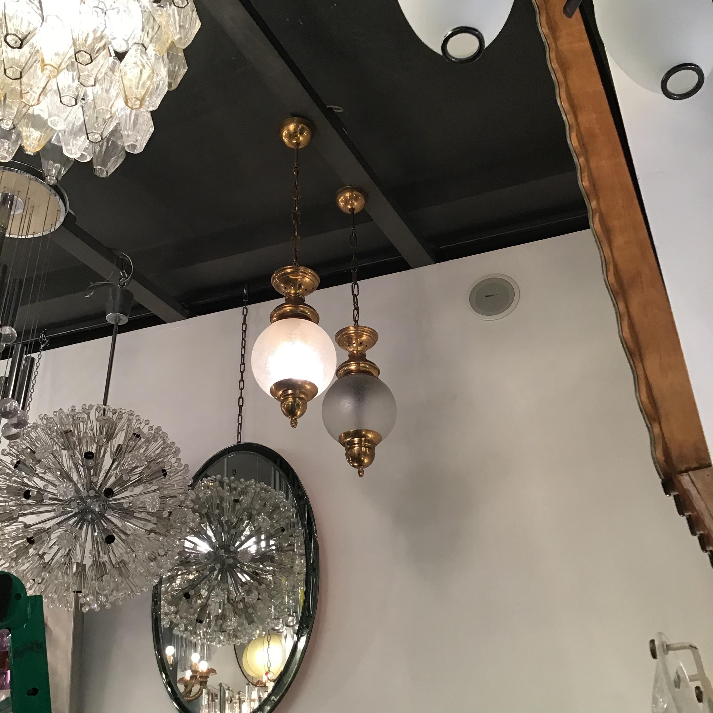 Mid-20th Century Azucena “Luigi Caccia Dominioni “LS1 Chandeliers Brass Glass 1950 Italy For Sale