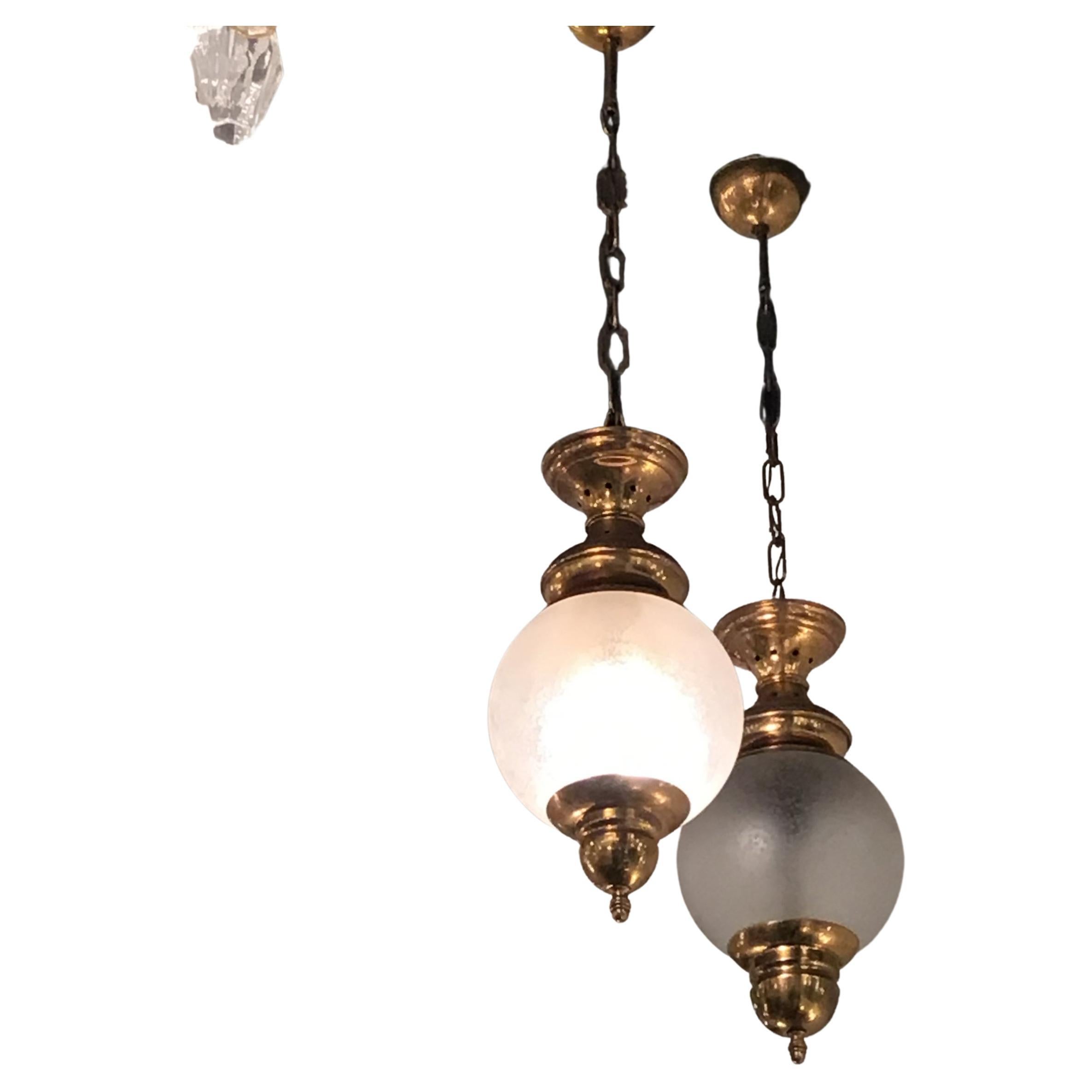 Azucena “Luigi Caccia Dominioni “LS1 Chandeliers Brass Glass 1950 Italy 