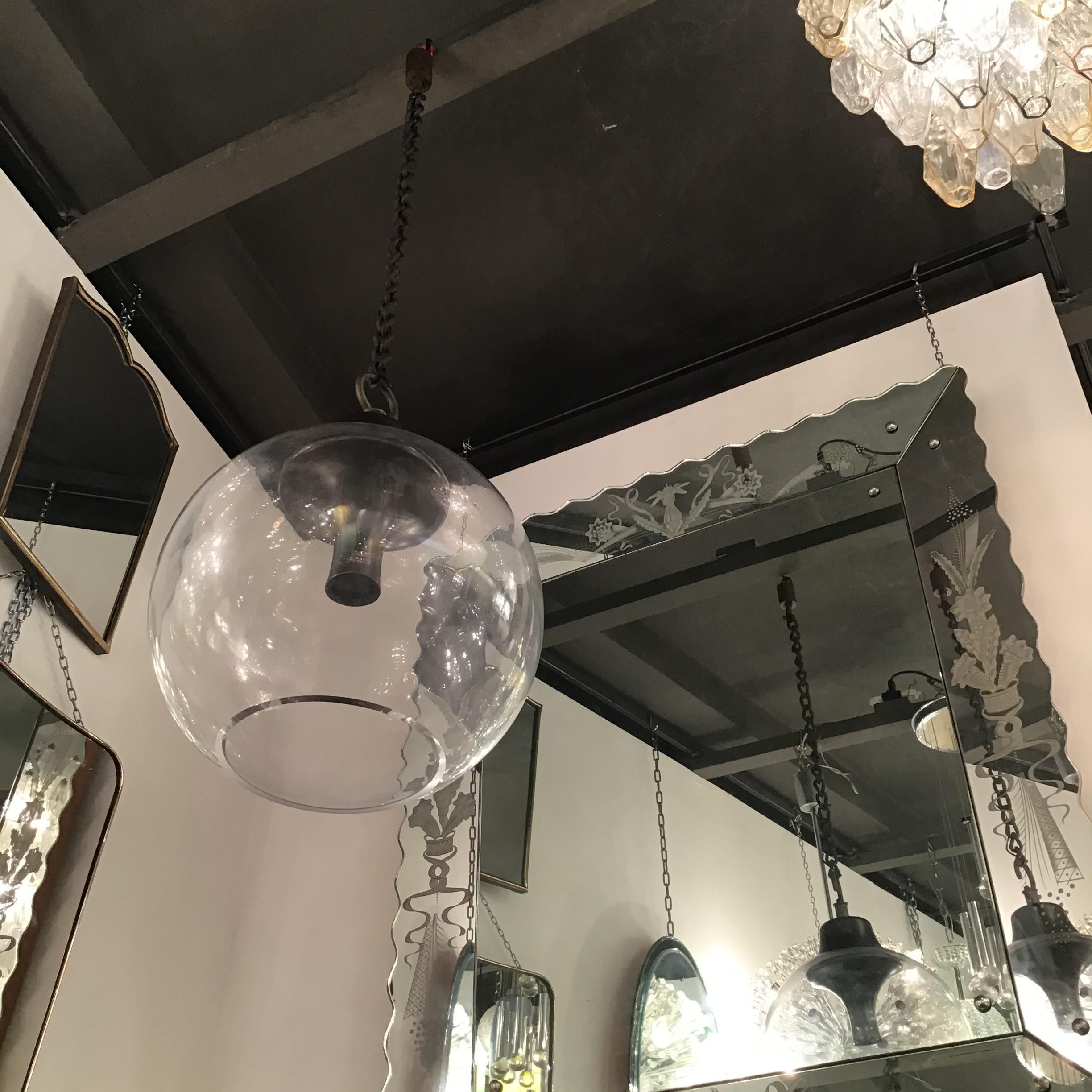 Italiano Azucena Luigi Caccia Dominioni LS10 Lampadario Vetro Ottone 1960 in vendita