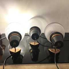 Azucena Sconces Brass Glass Metal 1950 Italy