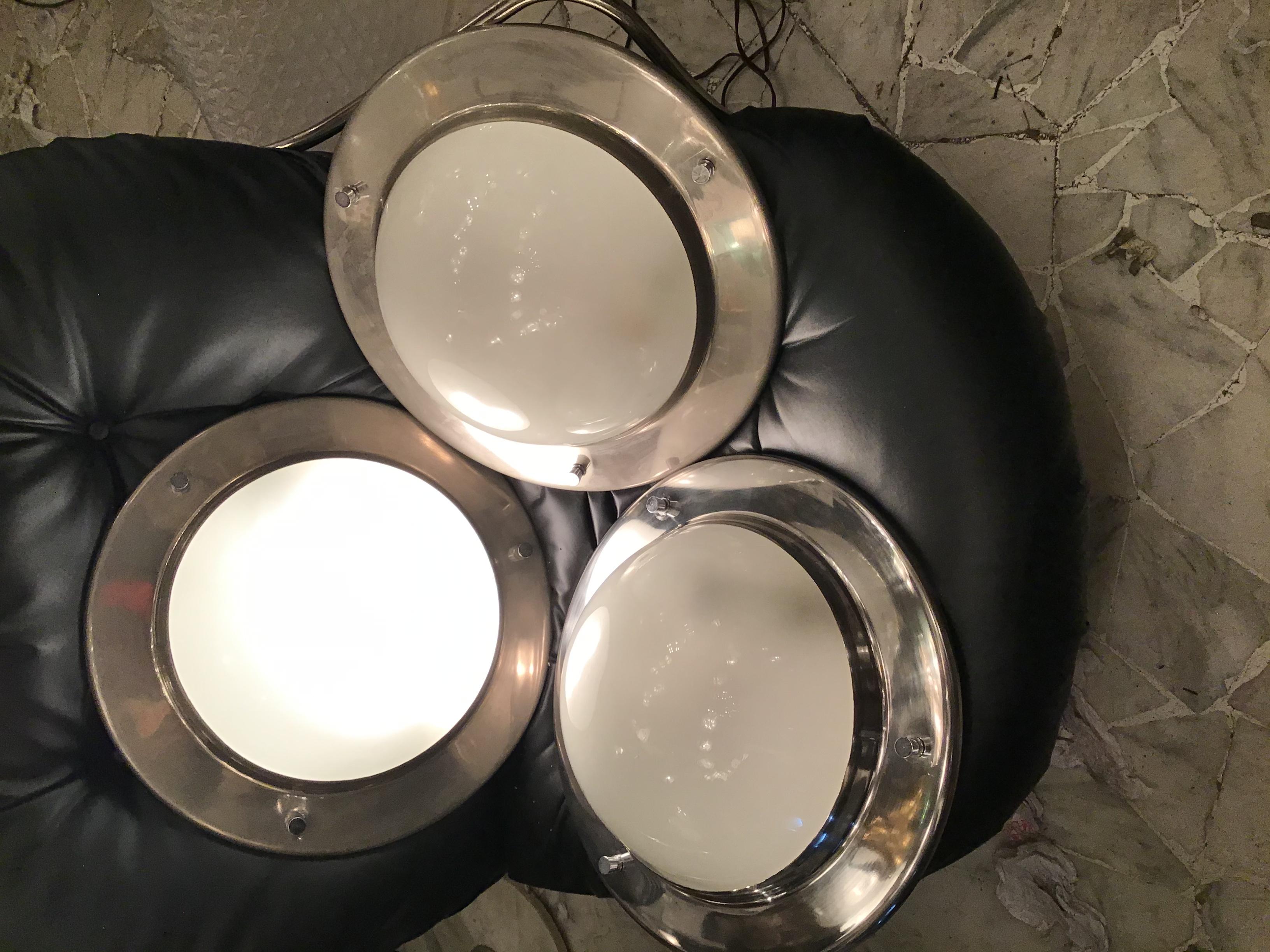 Azucena Sconces/Ceilling Light Metal Crome Glass 1950 Italy For Sale 2