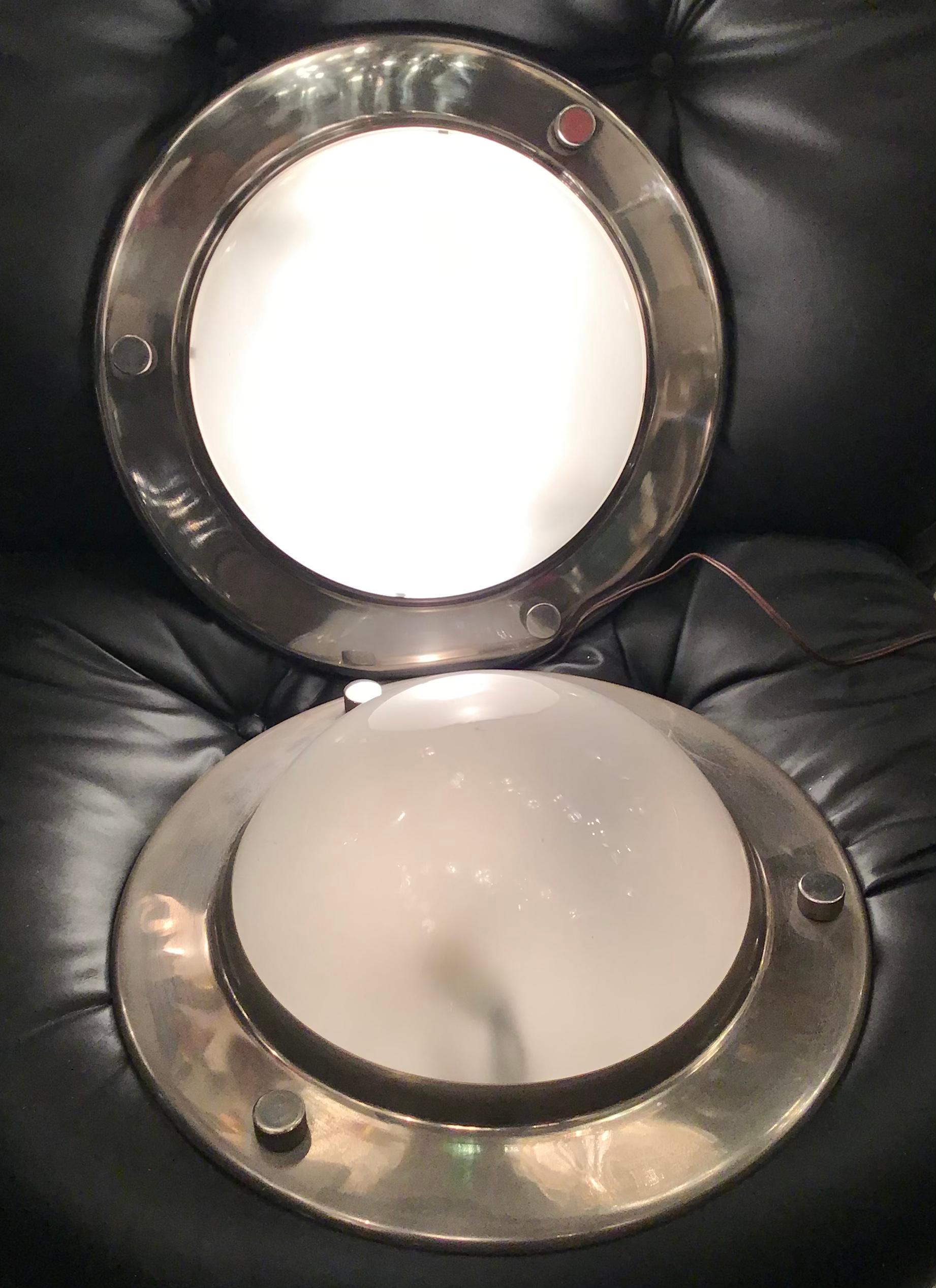 Azucena Sconces / Ceilling Lights Glass Metal Crome, 1950, Italy  For Sale 9