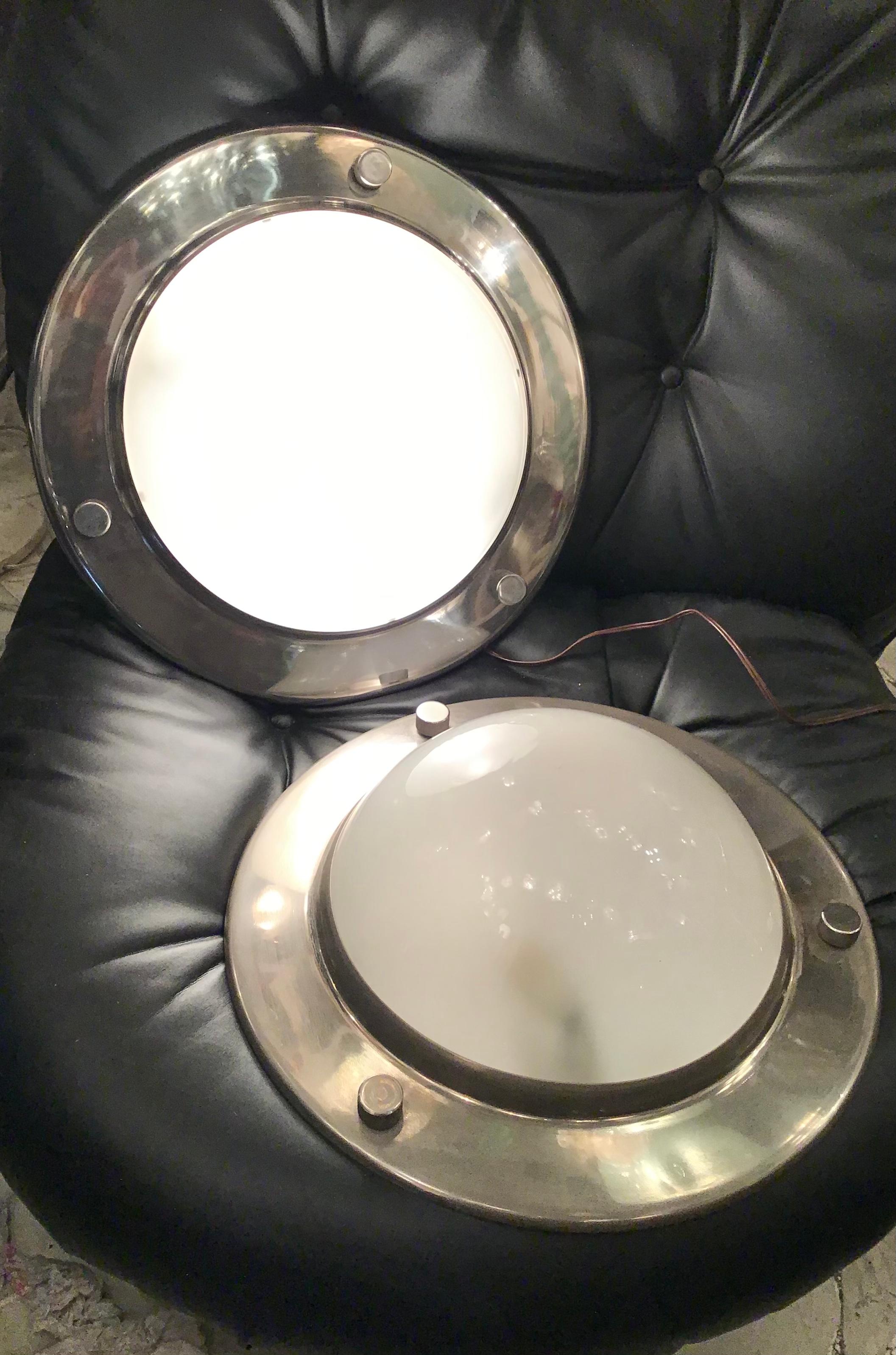 Azucena Sconces / Ceilling Lights Glass Metal Crome, 1950, Italy For Sale 10