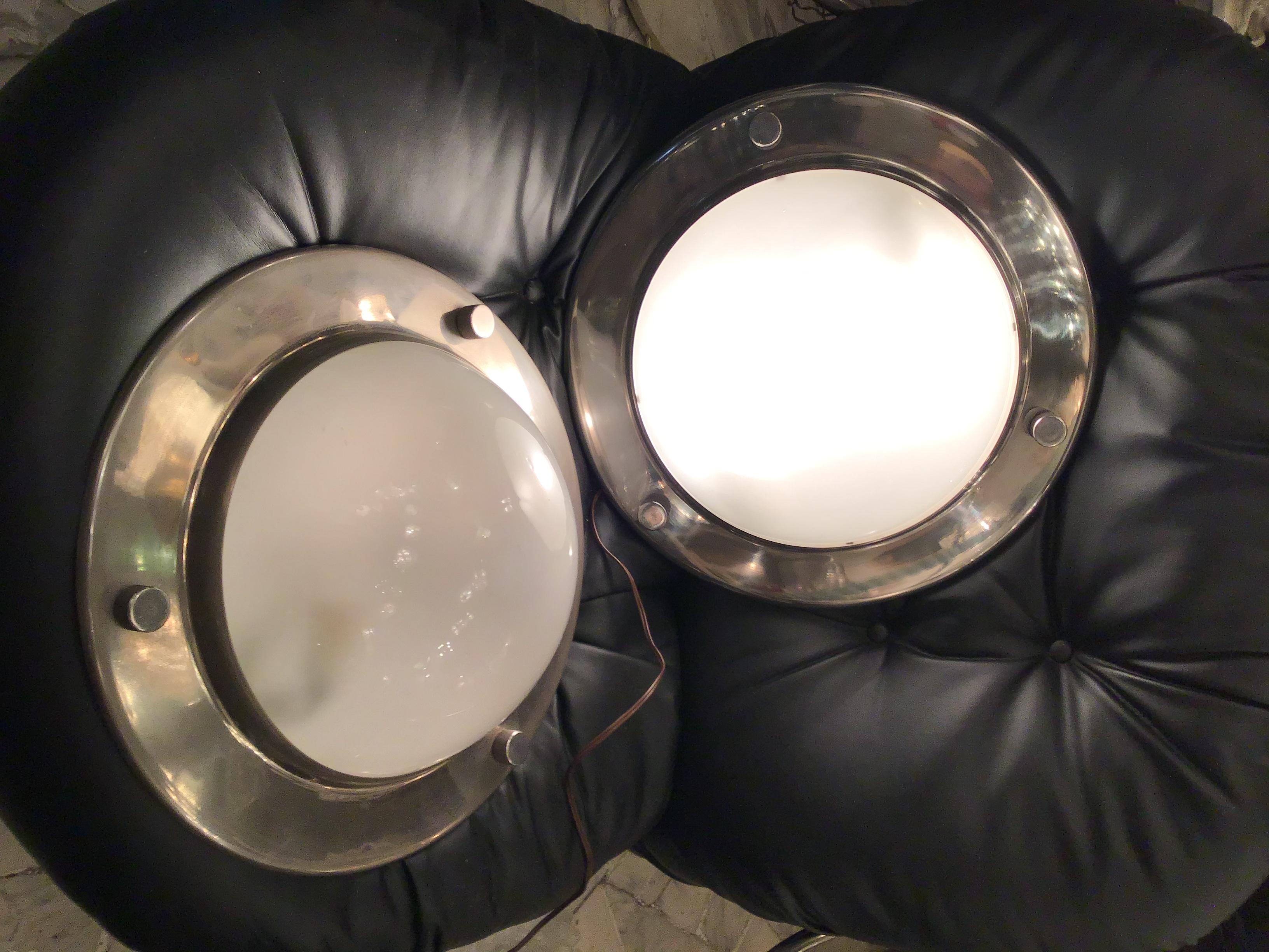 Azucena Sconces / Ceilling Lights Glass Metal Crome, 1950, Italy  For Sale 1