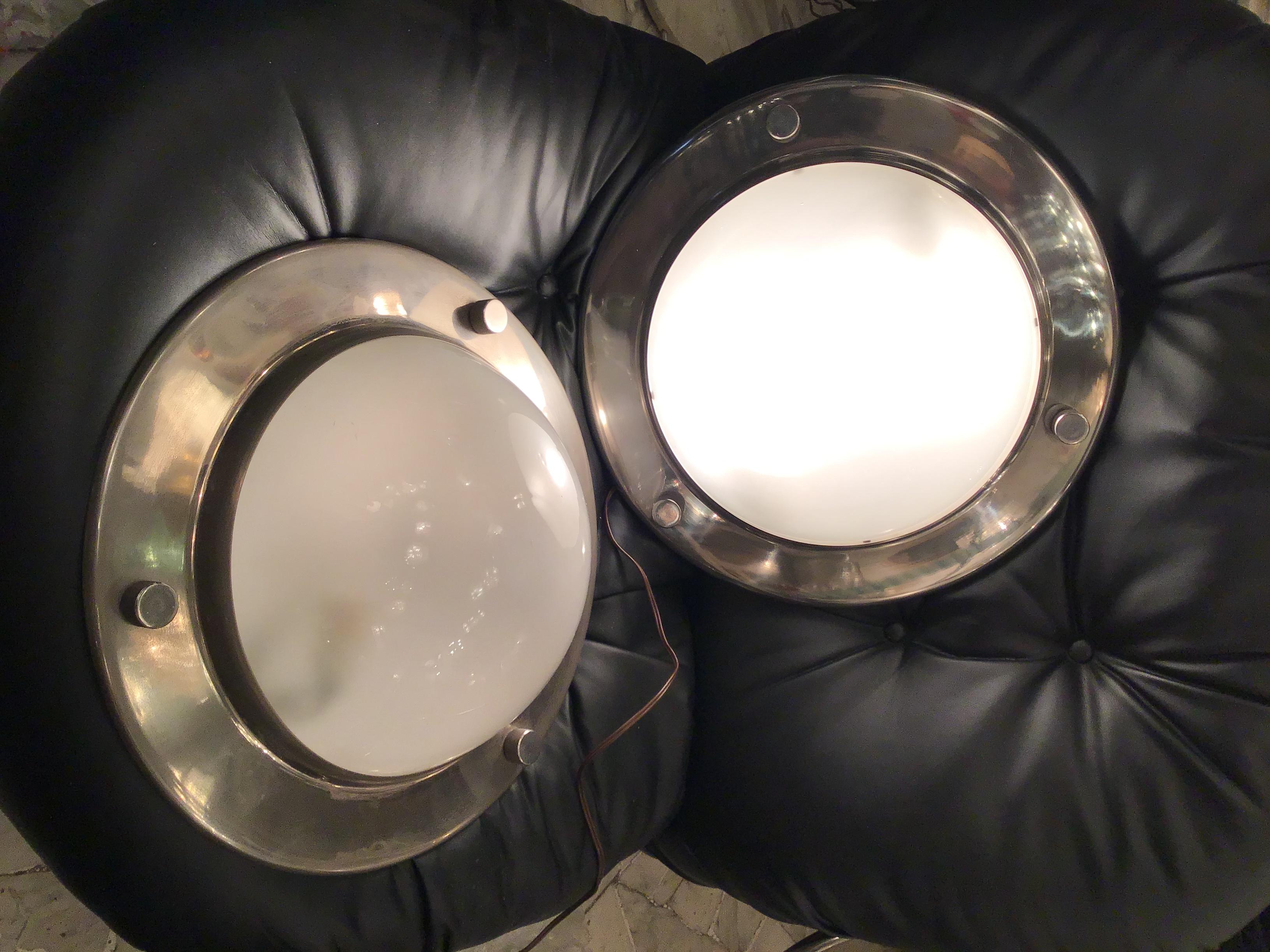 Azucena Sconces / Ceilling Lights Glass Metal Crome, 1950, Italy  For Sale 2