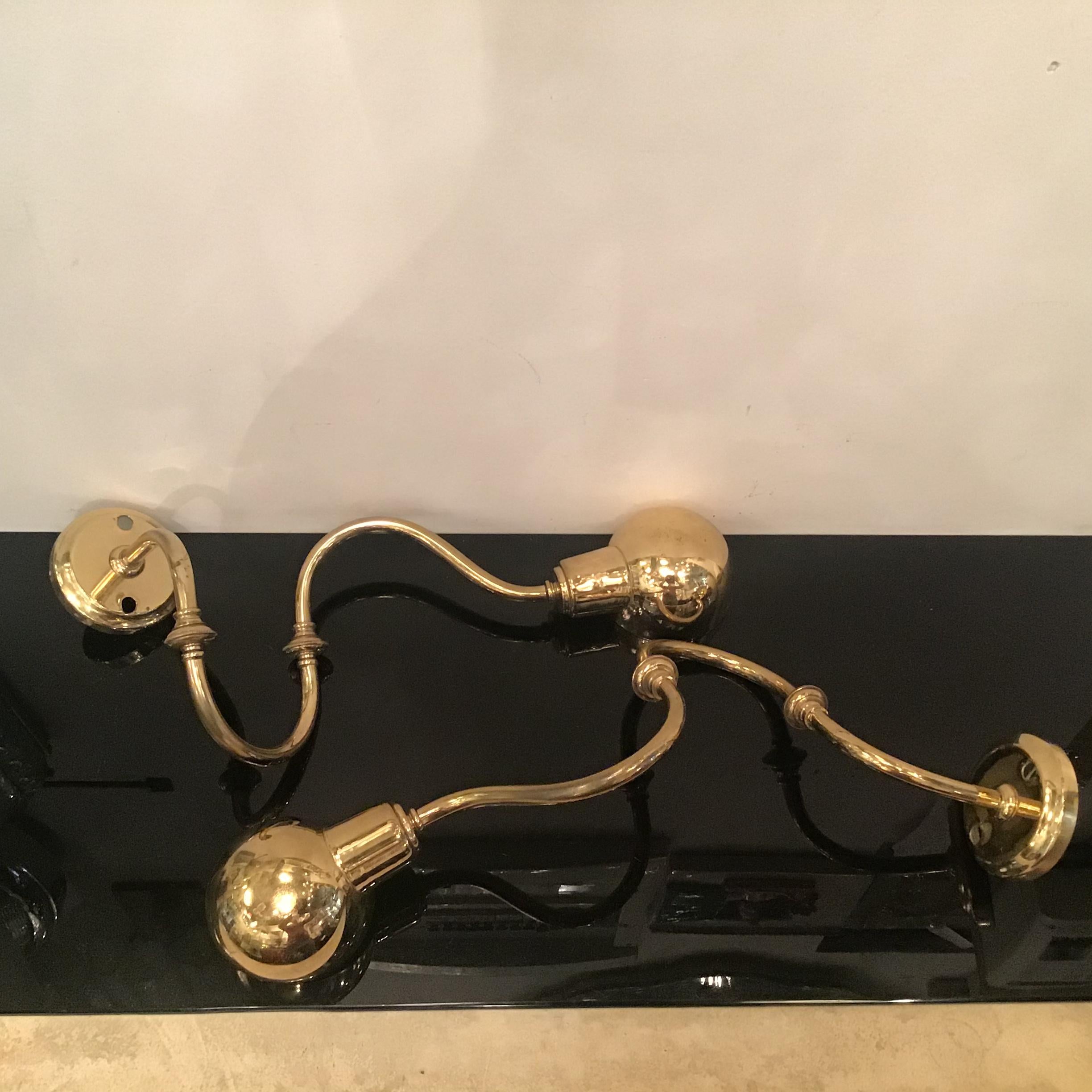 Azucena “Tromba” Luigi Caccia Dominioni Sconces Adjustable Brass, 1950, Italy  3