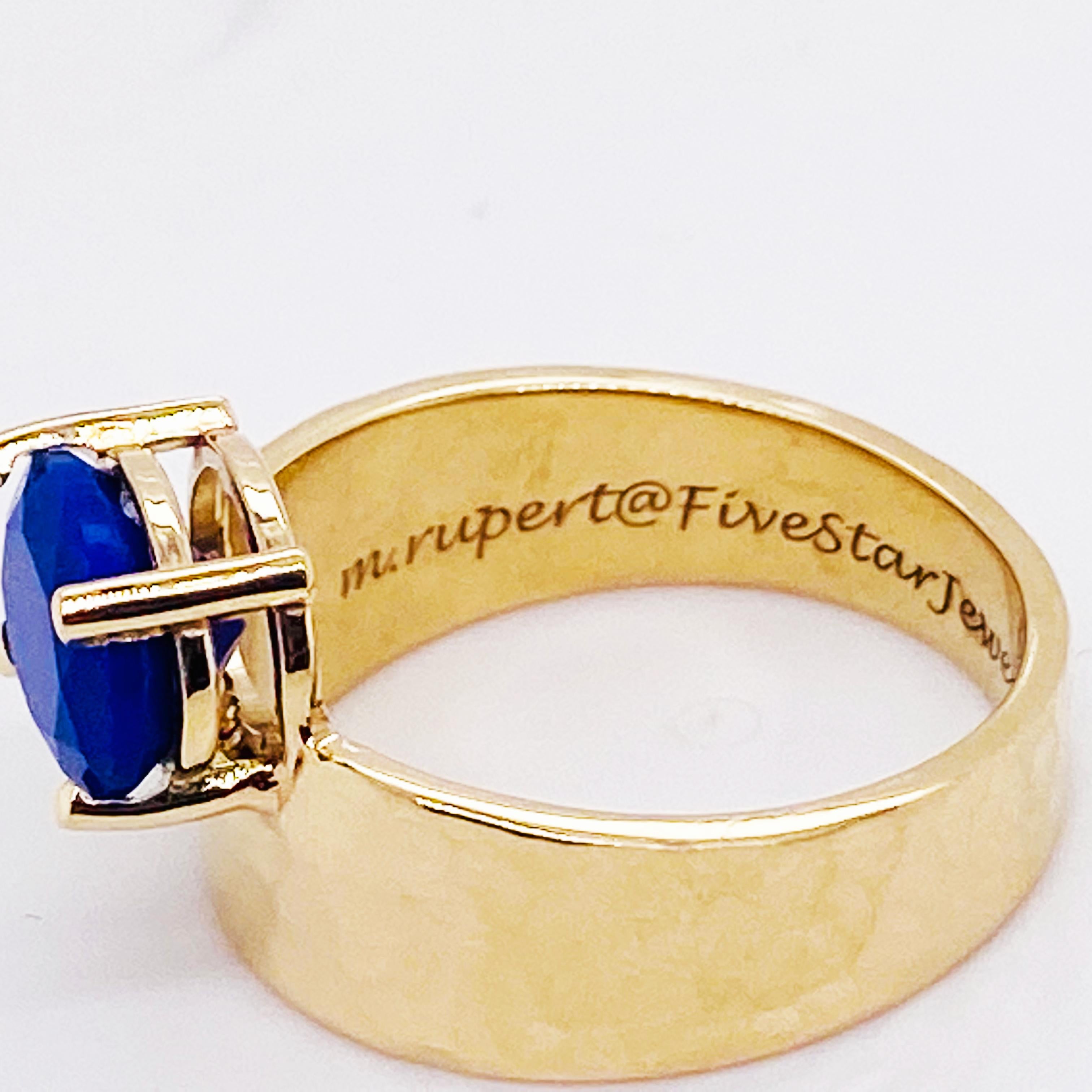 Contemporary Azul Blue Lapis Ring, Mary Rupert Design by Five Star Jewelry, Lapis Lazuli Band For Sale