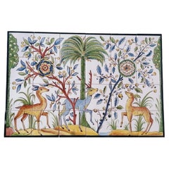 Azulejos Portuguese Decorative Tiles "Deer" Hand Painted and Signed by Artist