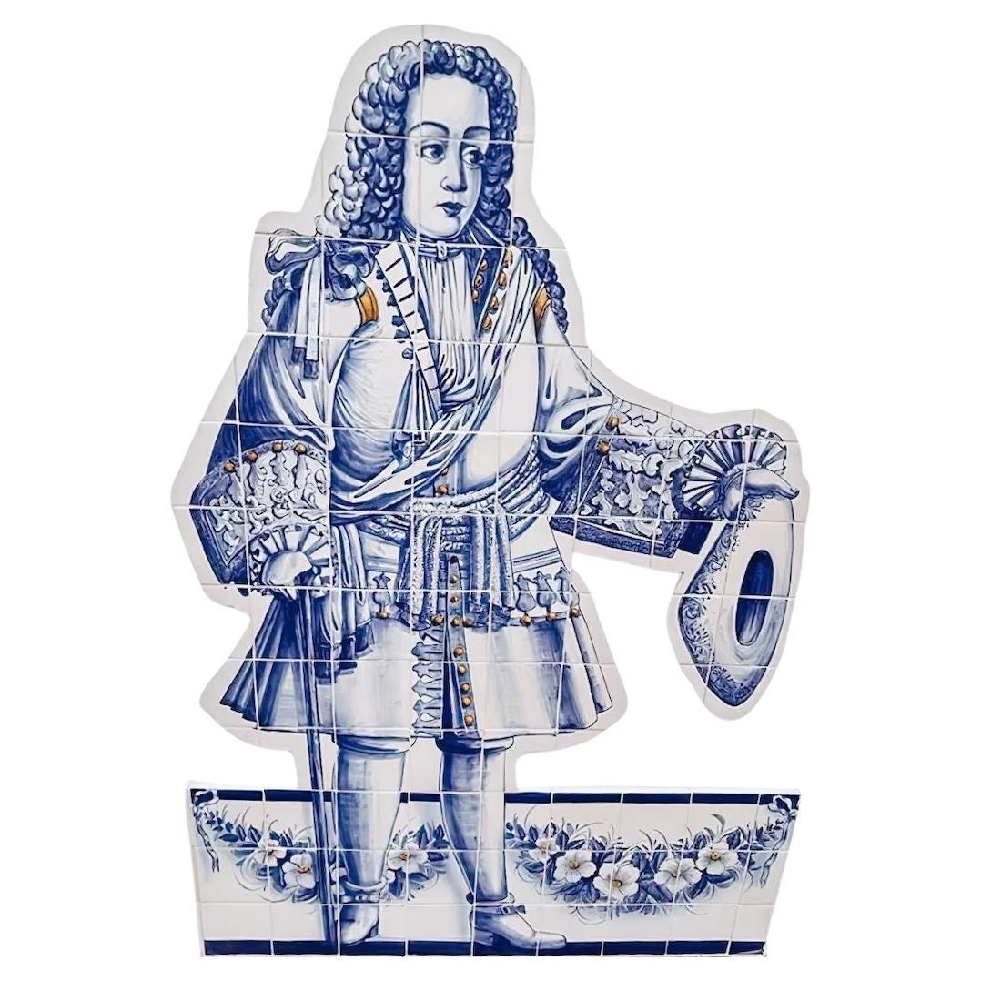 Azulejos Portugiesische handbemalte Kacheln „Gentleman“ aus Azulejos  im Angebot
