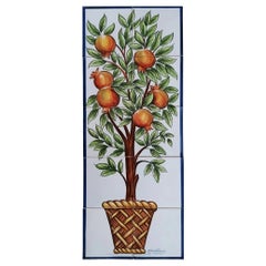 Portuguese Tile Mural - Hand Painted - Indoor/Outdoor Tiles "Pomegranate Tree" 