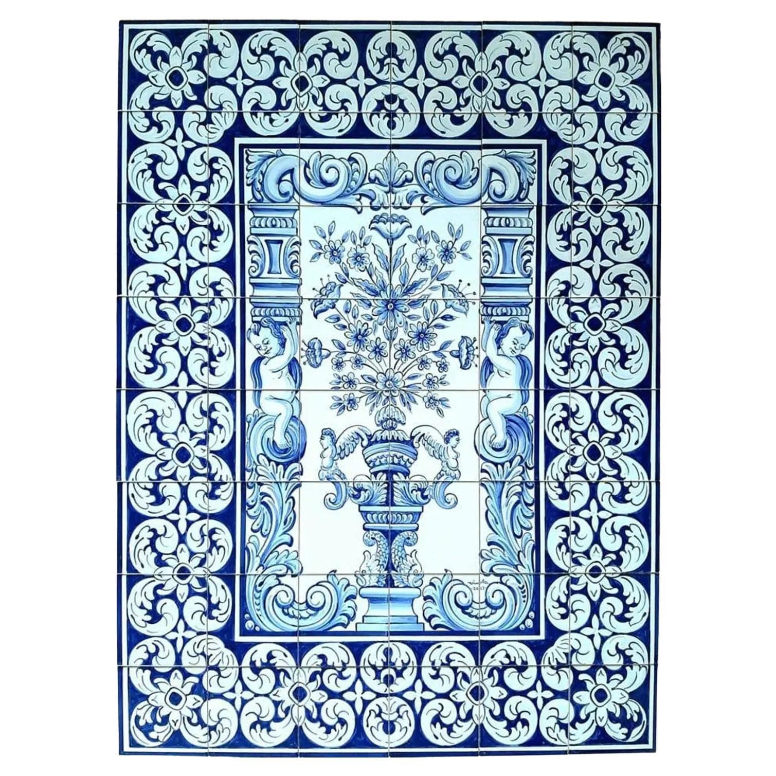 Mural de azulejos portugueses - Pintado a mano y firmado por el artista  "Albarrada"
