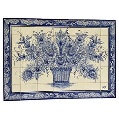Hand-Painted Azulejos Wall Decor, Ceramic, Portugal, Late 20th Century