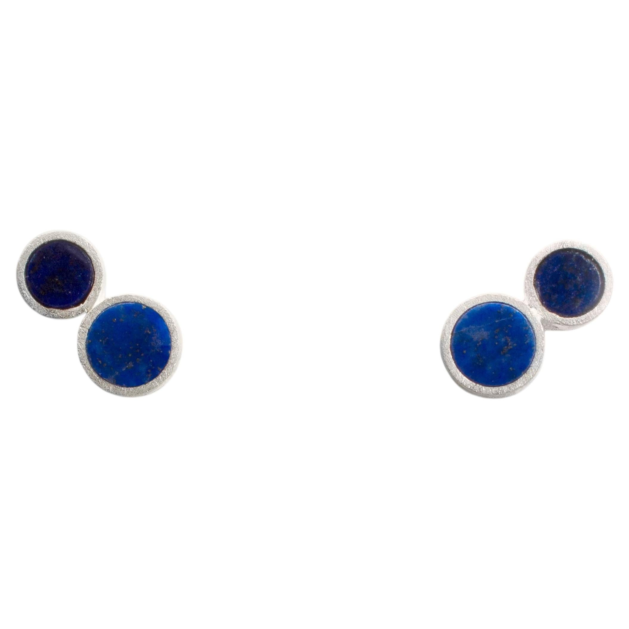 Azules Stud Earrings in Silver 925 with Lapis Lazuli by Alejandra Campos Taylor