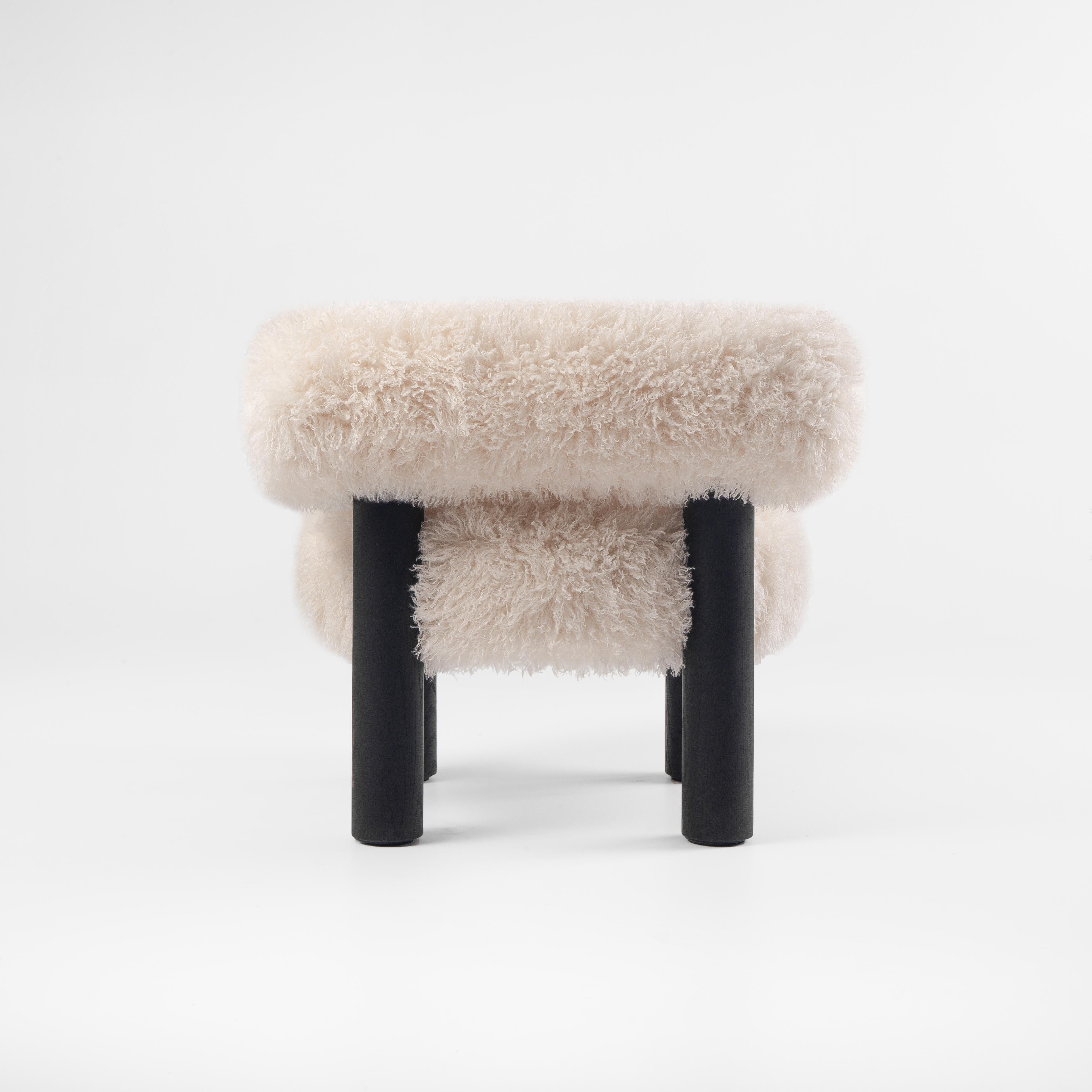 Ukrainian Azur Cotonneux Faux Fur Gropius CS2 Low Chair Fluffy Edition by NOOM For Sale