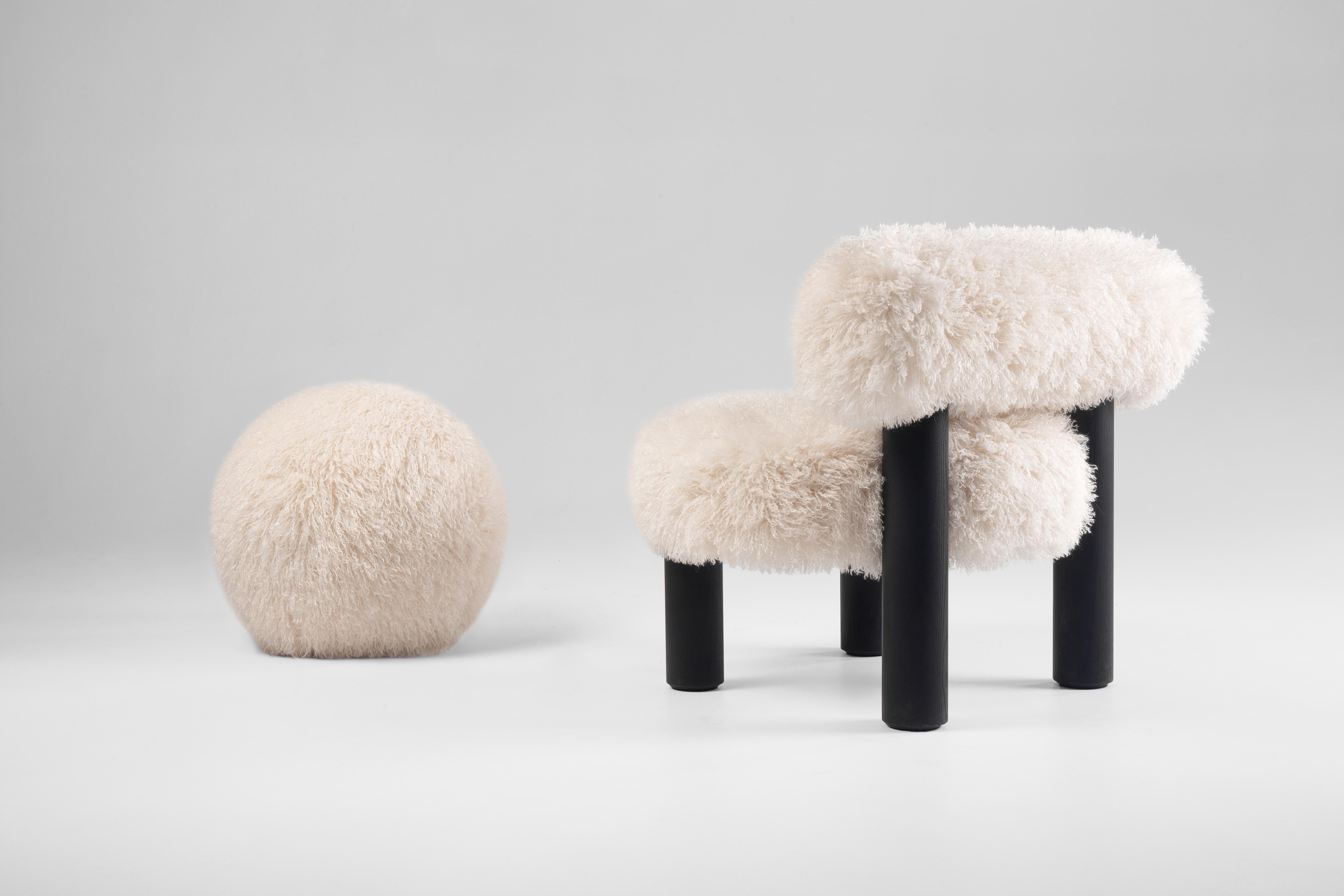 Azur Cotonneux Faux Fur Gropius CS2 Low Chair Fluffy Edition by NOOM In New Condition For Sale In Geneve, CH