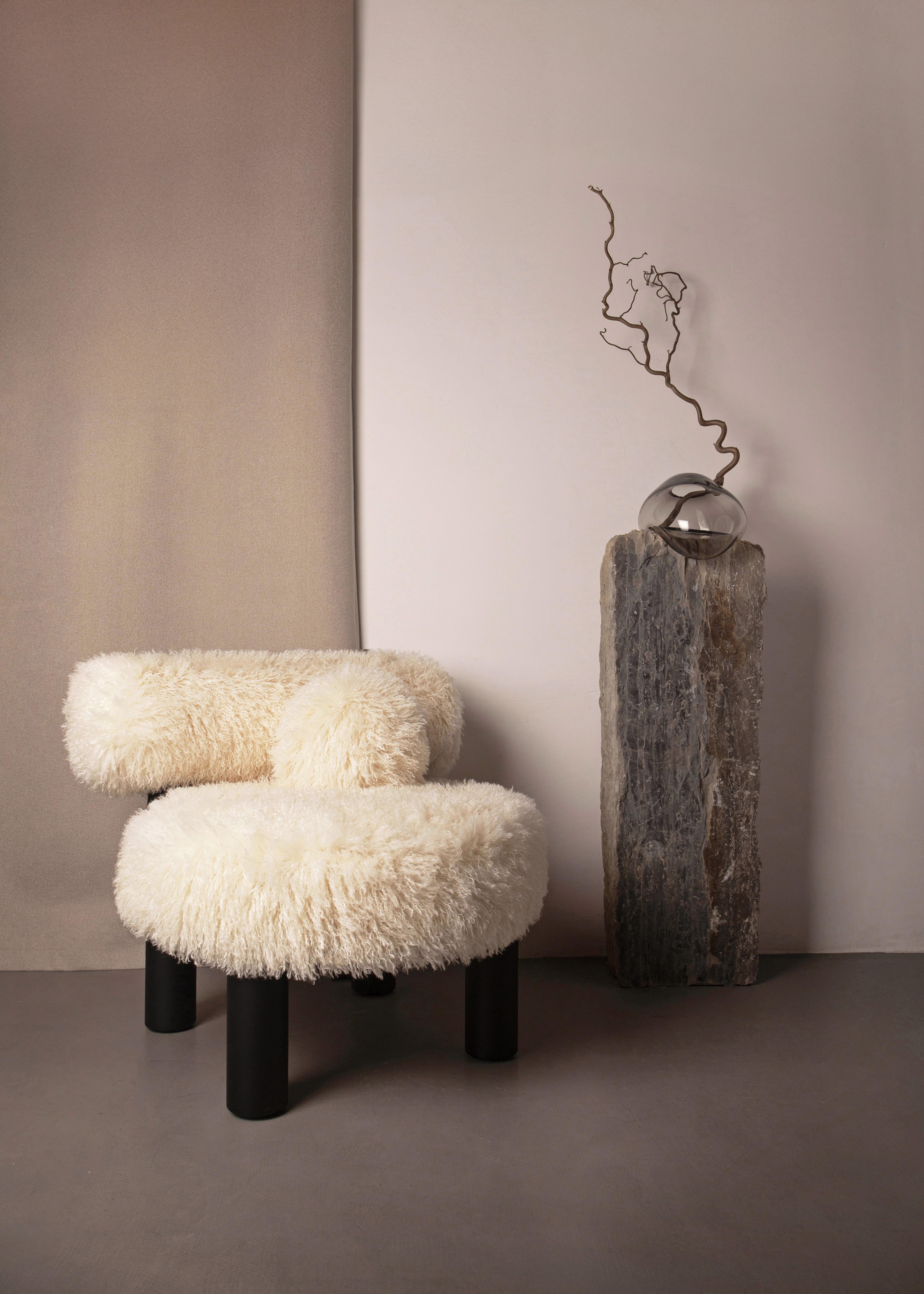 Contemporary Azur Cotonneux Faux Fur Gropius CS2 Low Chair Fluffy Edition by NOOM For Sale