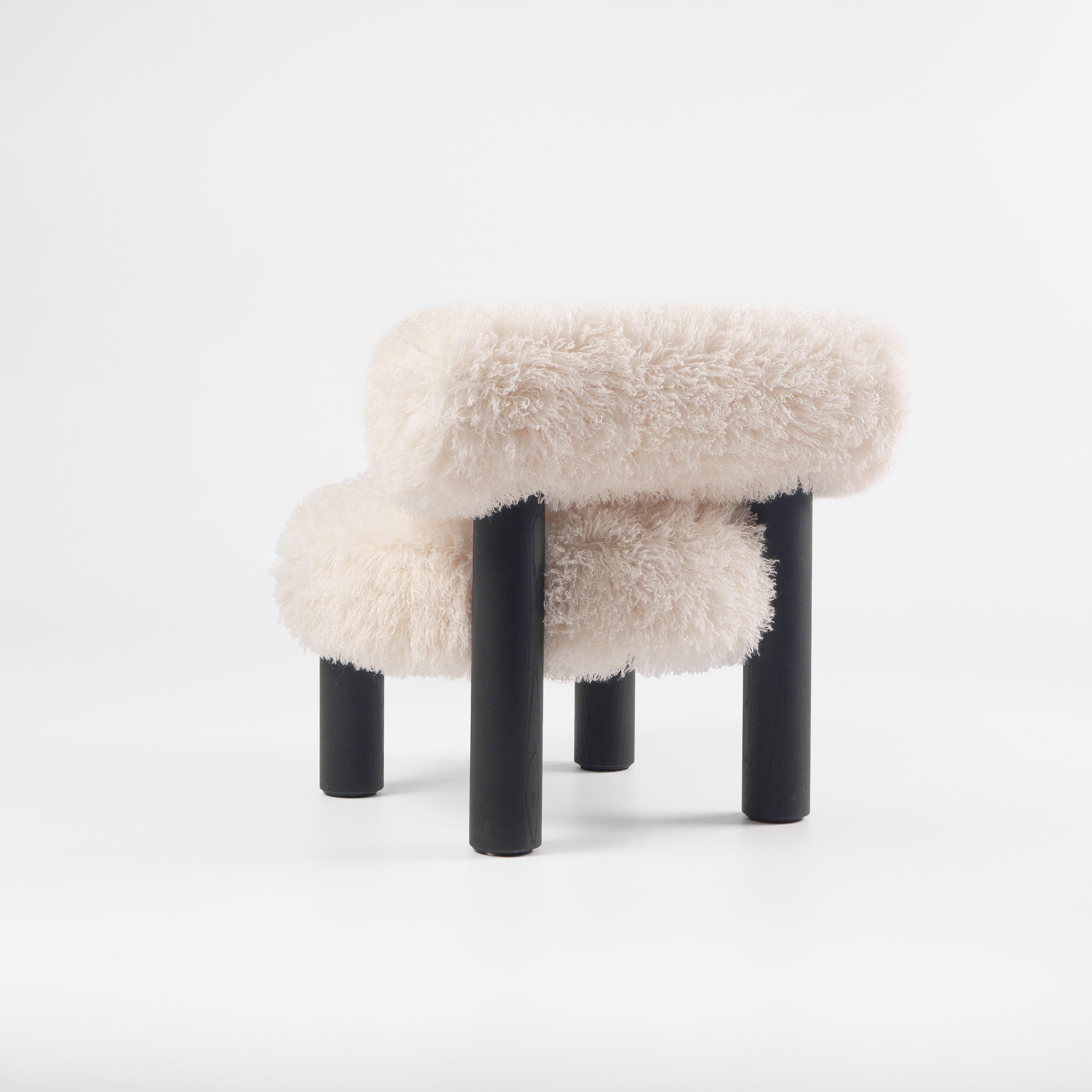Textile Azur Cotonneux Faux Fur Gropius CS2 Low Chair Fluffy Edition by NOOM For Sale