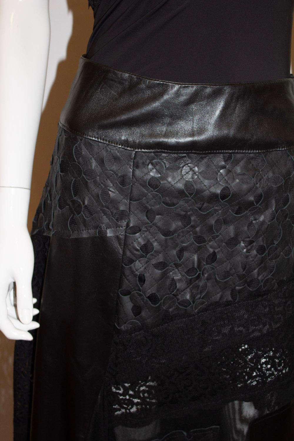 Azur London , Black leather and lace Skirt For Sale 2