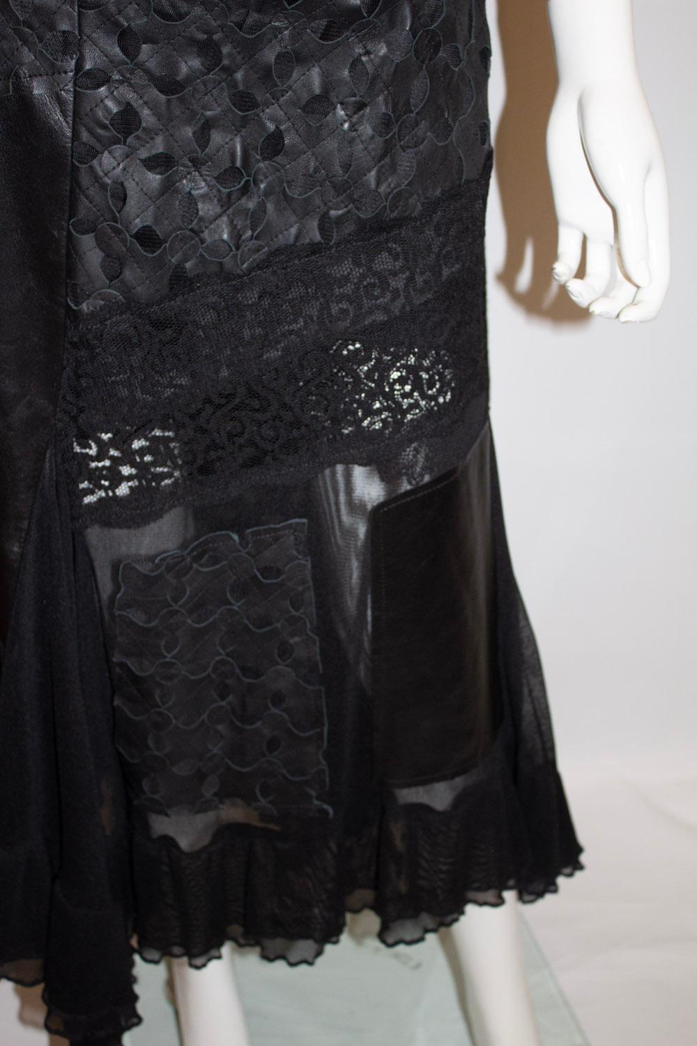 Azur London , Black leather and lace Skirt For Sale 3
