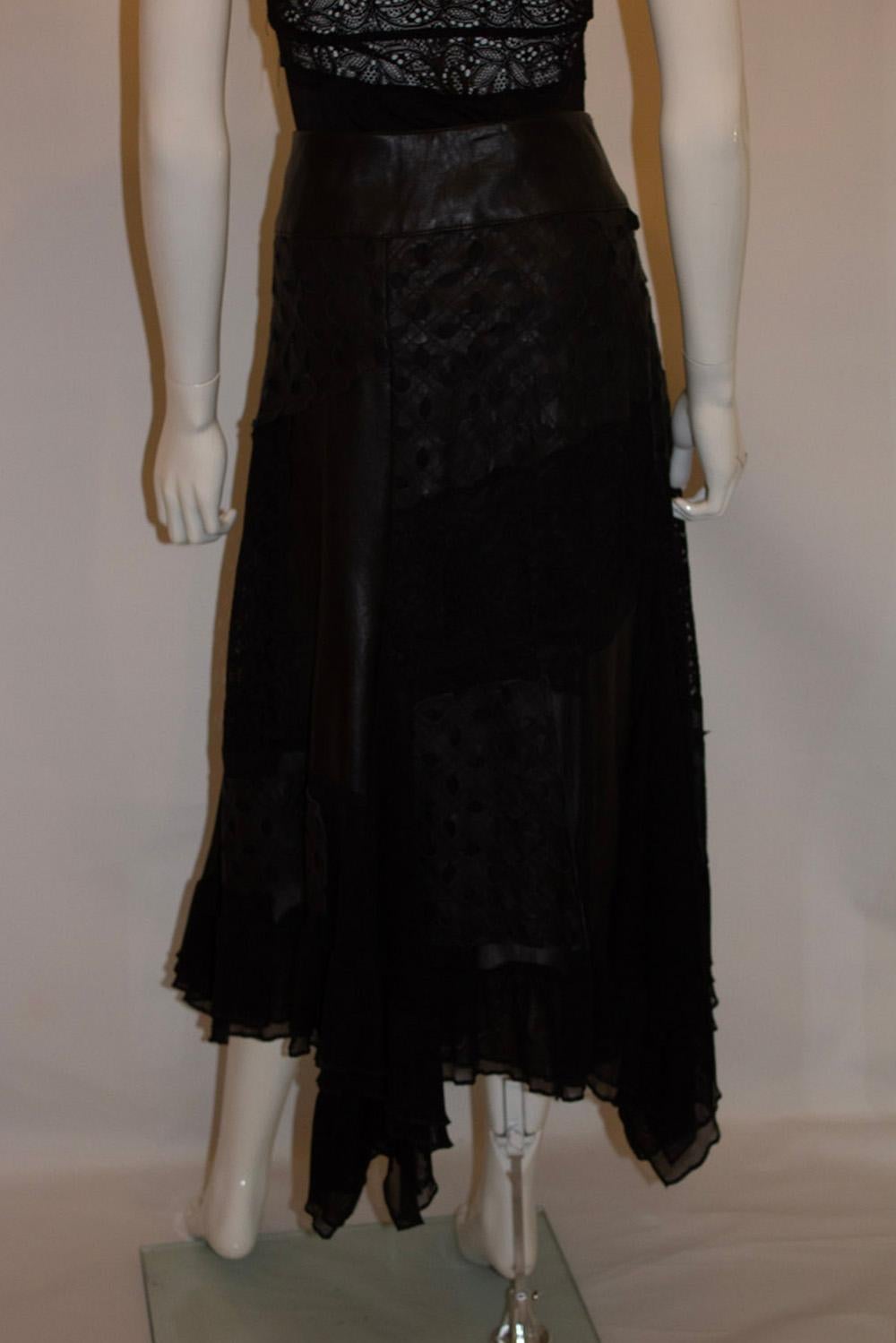 Azur London , Black leather and lace Skirt For Sale 5
