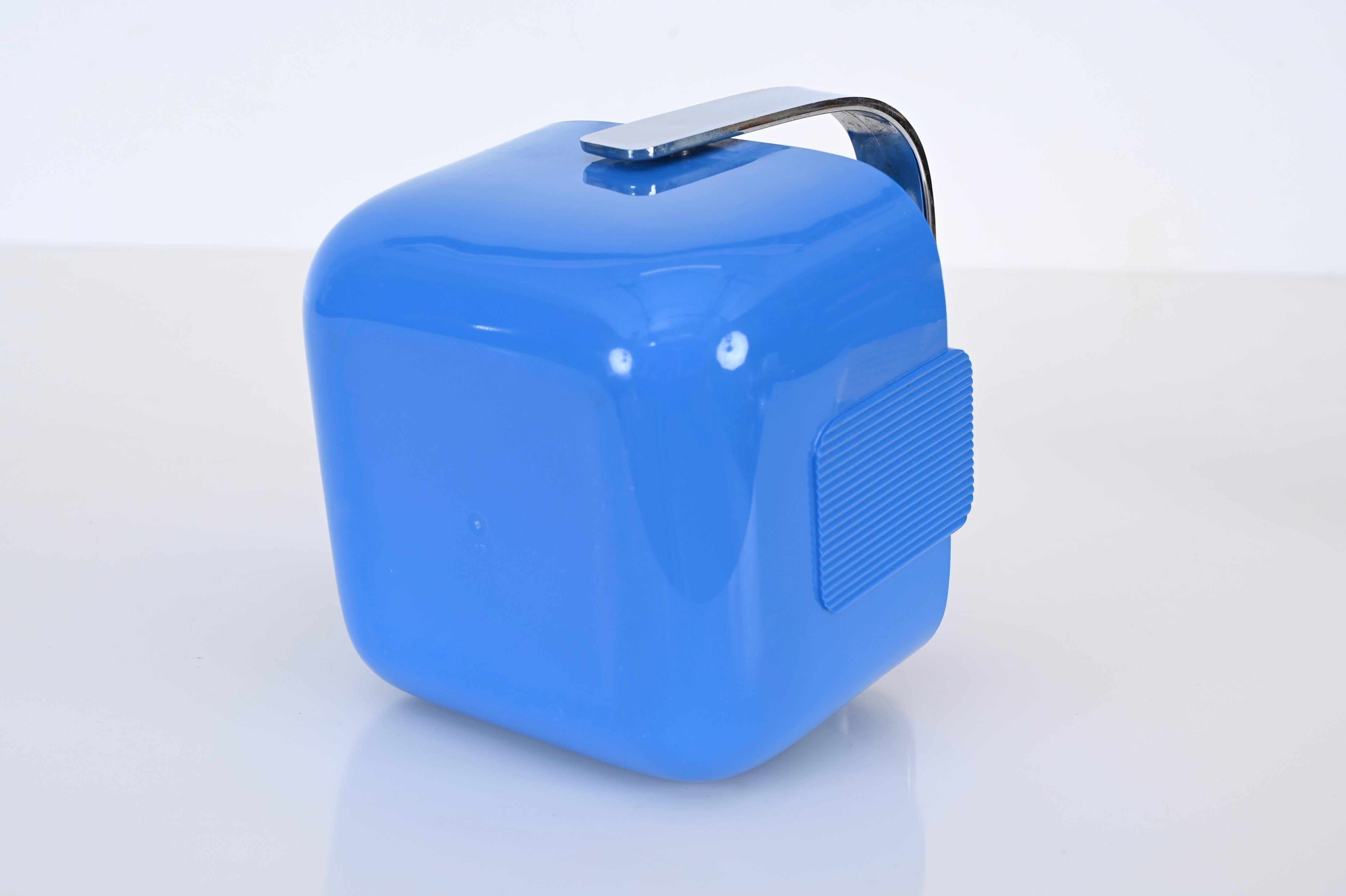Azure and Chrome Italian Ice Bucket by Guzzini, Italy 1970s For Sale 9