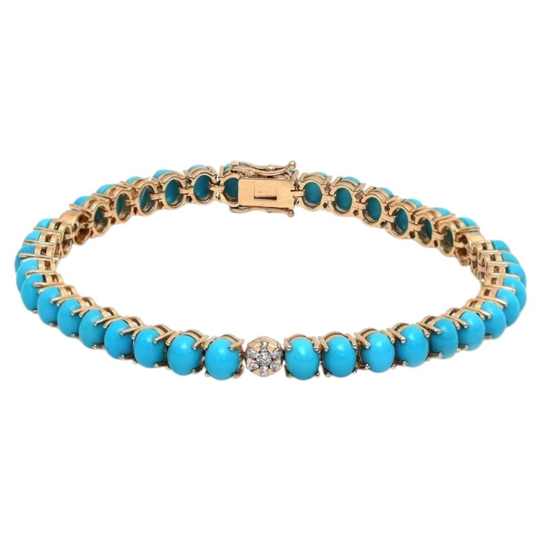 Bracciale Azure Bloom in turchese e diamanti in oro giallo 14K (personalizzato)