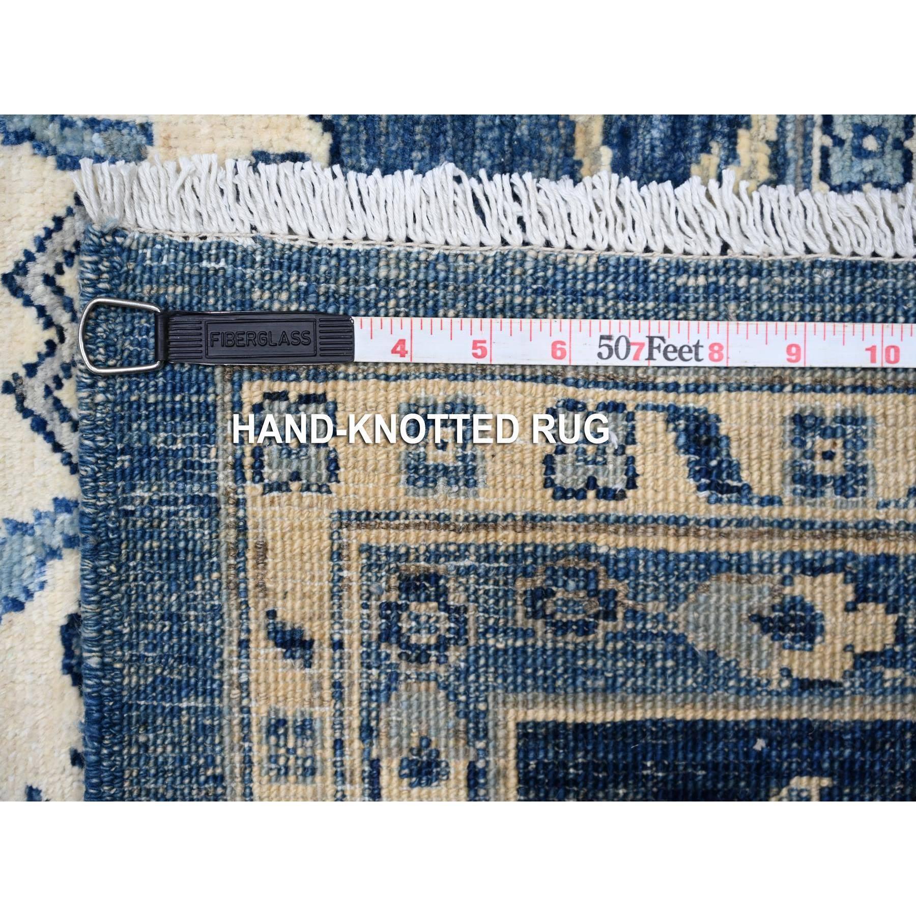 Tapis oriental bleu azur avec motif Mahal noué à la main 8'1