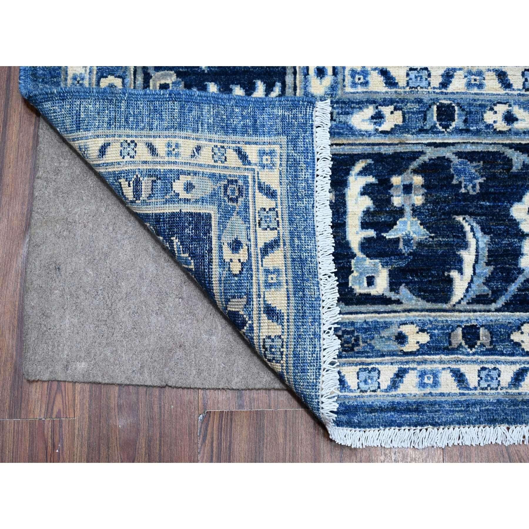 Afghan Tapis oriental bleu azur avec motif Mahal noué à la main 8'1