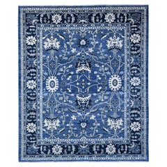 Tapis oriental bleu azur avec motif Mahal noué à la main 8'1" x 9'8"