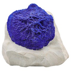 Azure Blue Azurite Sun Crystal Nicely Perched On Matrix From Australia