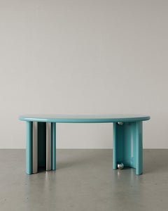 Azure Blue Glossy Lacquer Paint, Stainless Metal, Azuron Desk By OMER OZTURK