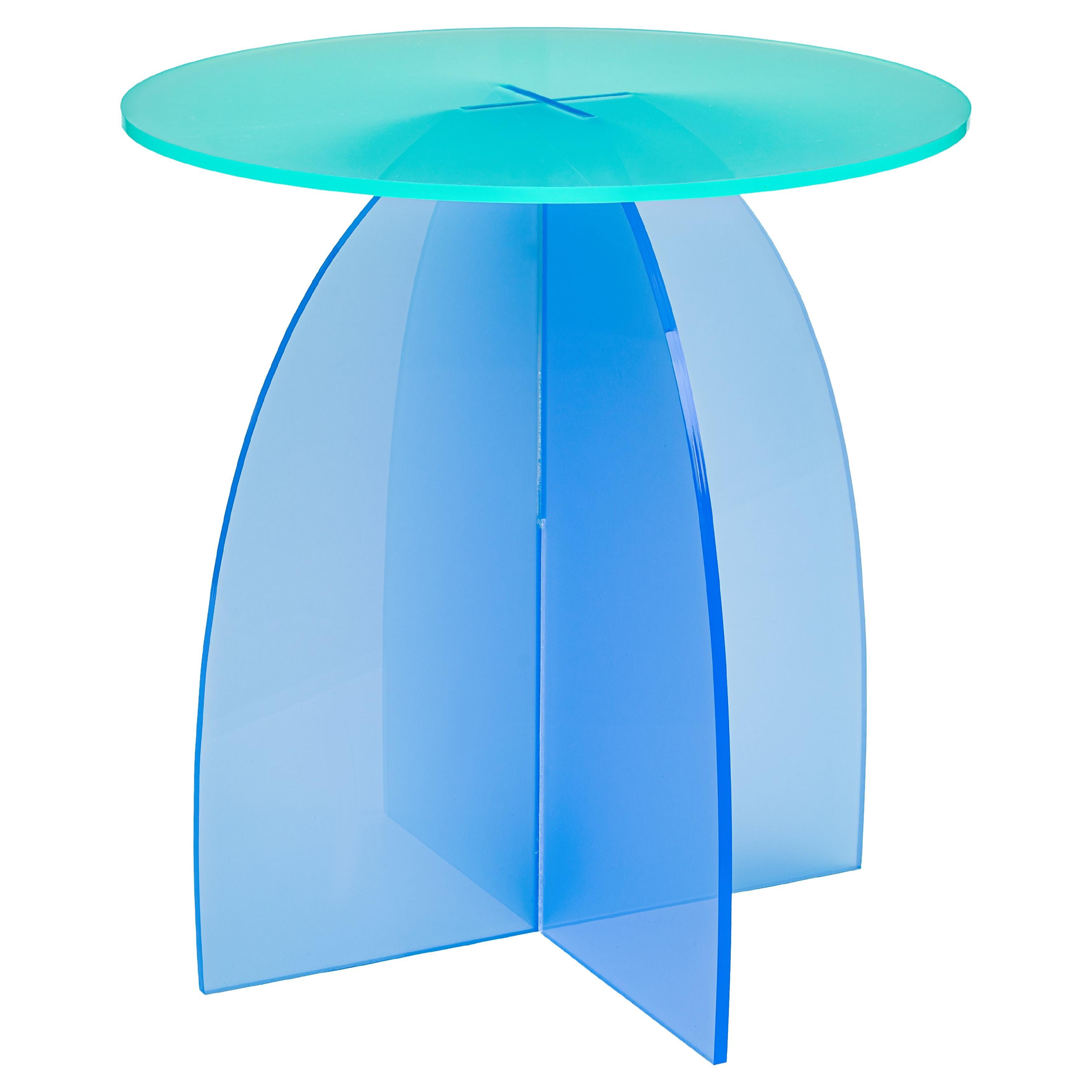 Tables d'appoint circulaires en acrylique azur, transparentes, Carnevale Studio en vente