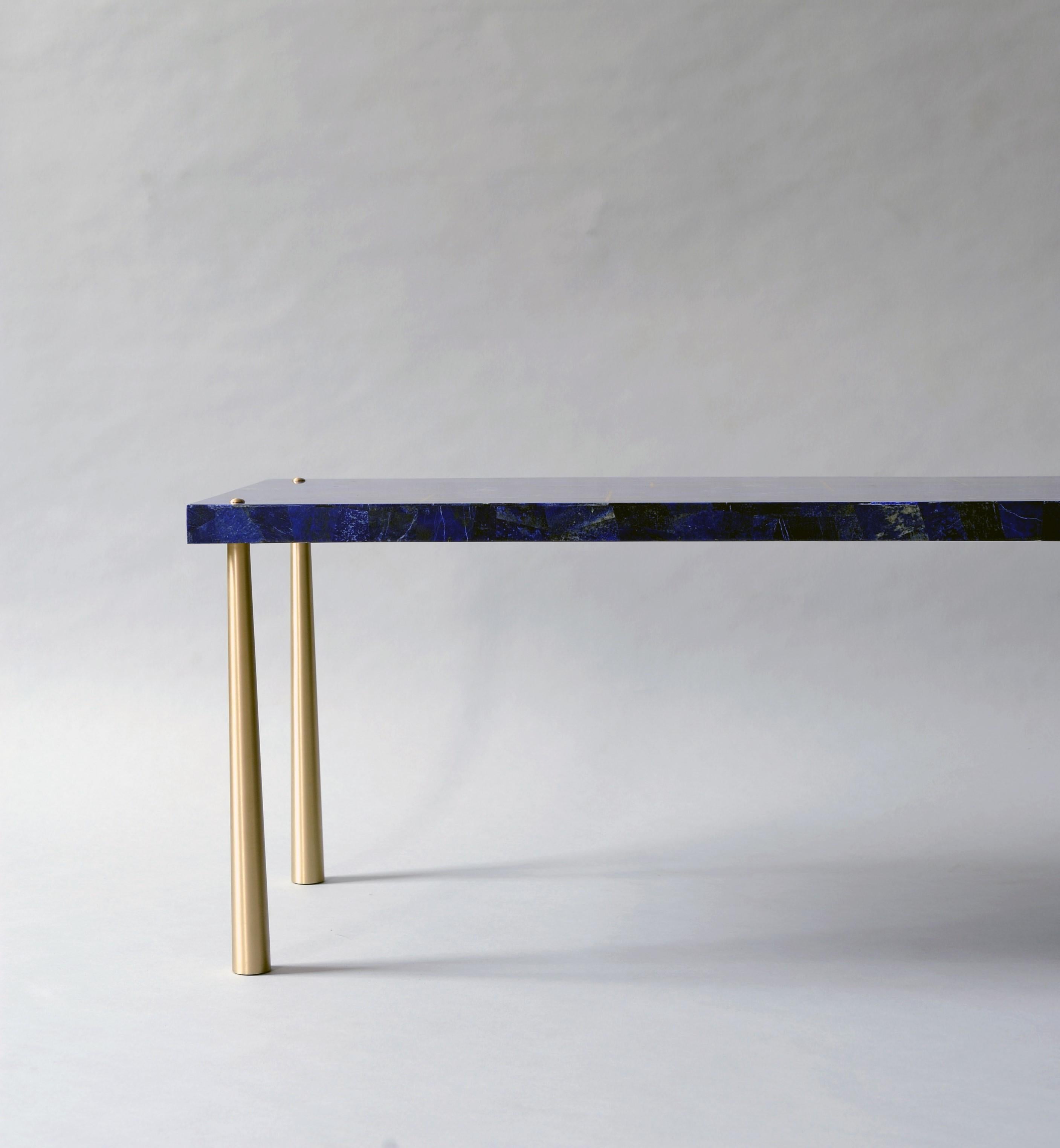 Indian Azure Coffee or Cocktail Table by DeMuro Das in Lapis Lazuli and Brass Inlay