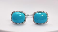 Azure Dynasty - Pendientes de turquesa «La Bella Durmiente» con diamantes engastados en oro de 18 quilates