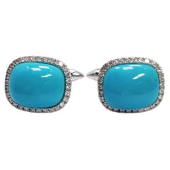Azure Dynasty - Pendientes de turquesa «La Bella Durmiente» con diamantes engastados en oro de 18 quilates