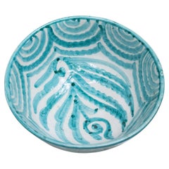 Bol d'azur en argile peint à la main avec motif festonné turquoise