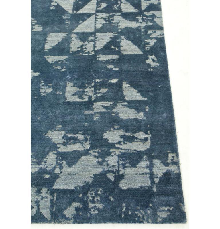 Modern Azure Horizon Skyline Blue & Indigo Blue 240x300 cm Hand Knotted Rug For Sale