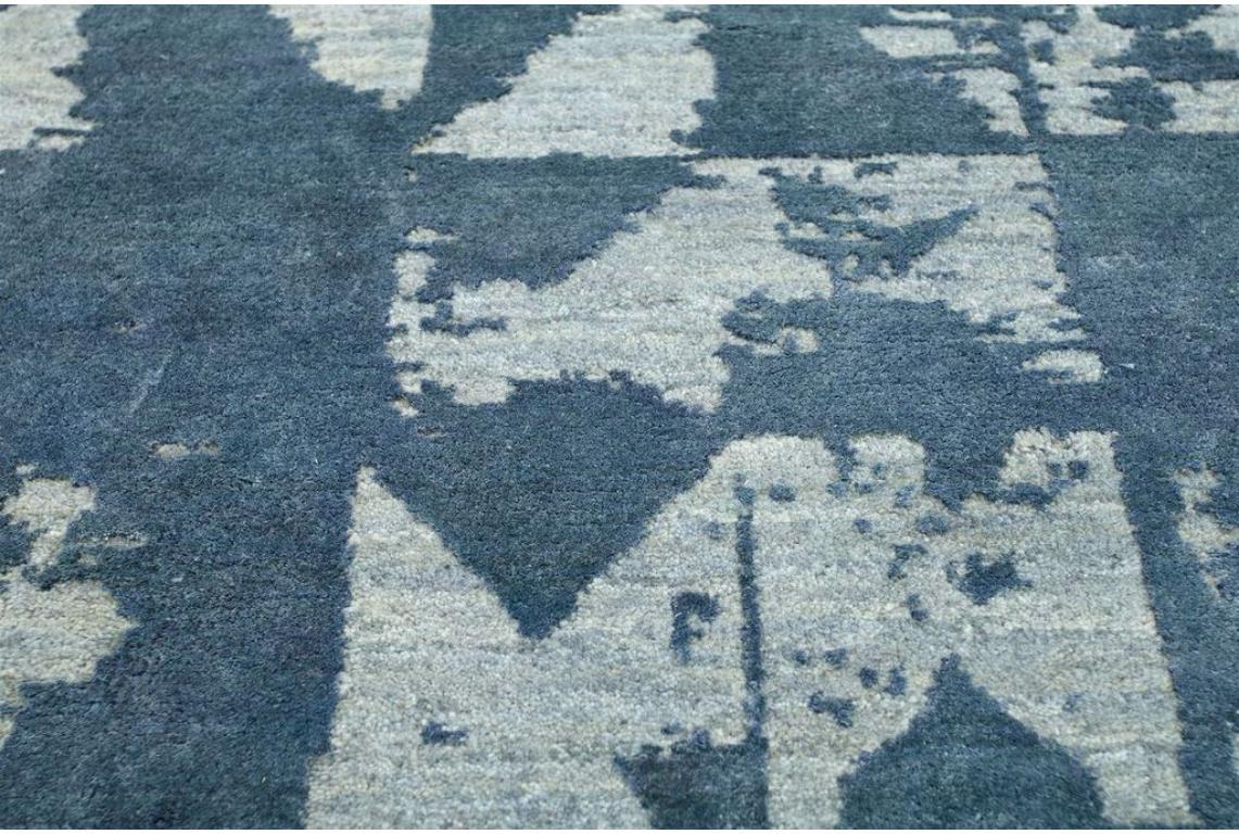 Indian Azure Horizon Skyline Blue & Indigo Blue 240x300 cm Hand Knotted Rug For Sale